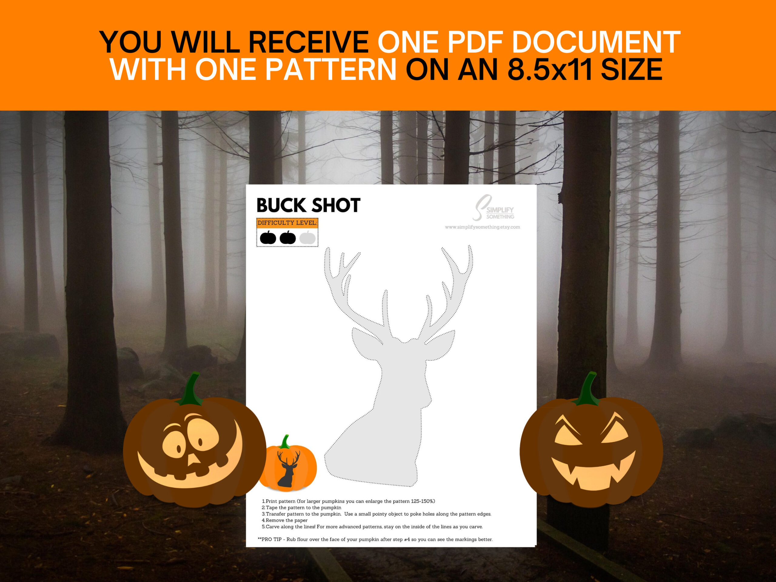 Deer Buck Pumpkin Carving Stencil Printable | Halloween Pumpkin inside Printable Deer Pumpkin Carving Stencils