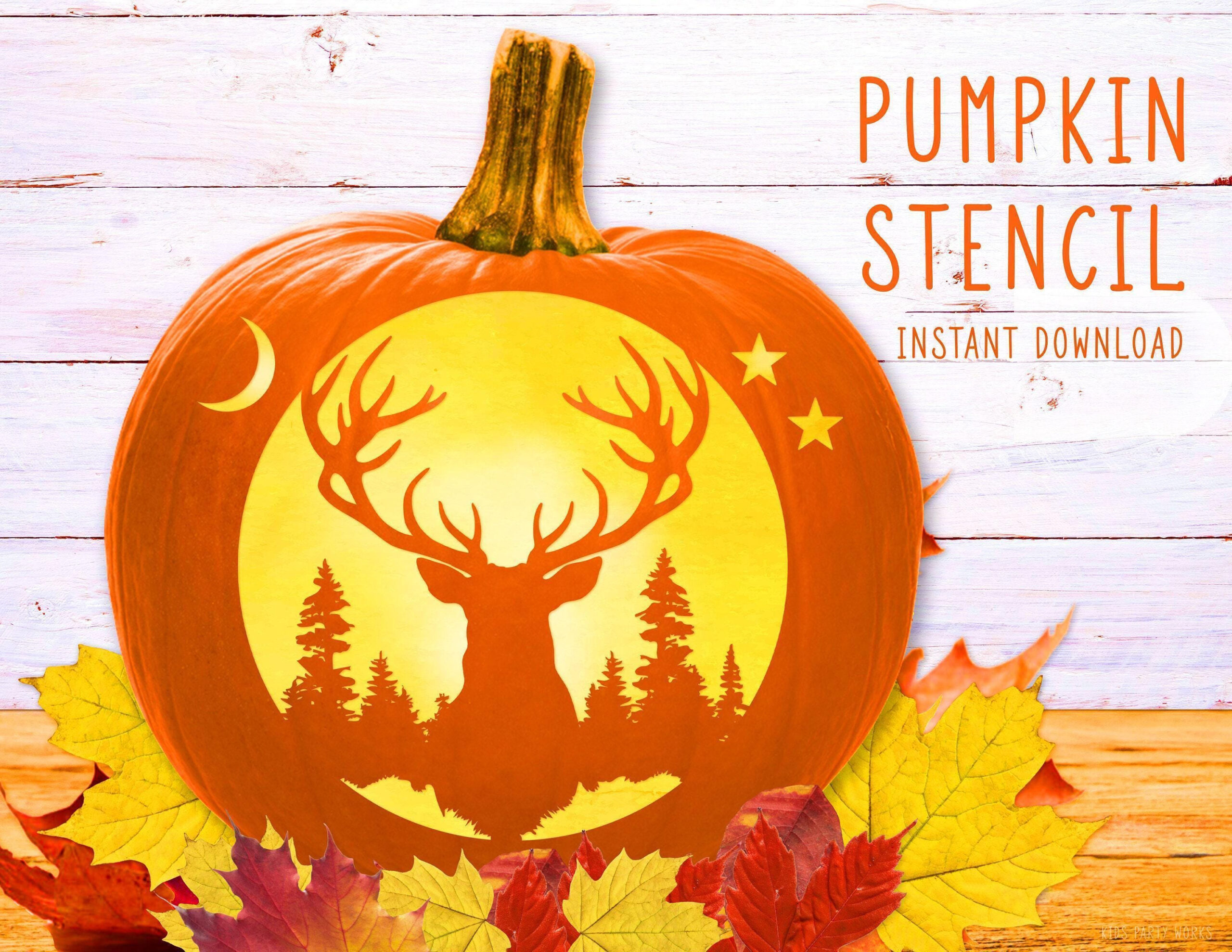 Deer Pumpkin Stencil, Deer Pine Trees Printable Stencil, Jack O inside Printable Deer Pumpkin Carving Stencils