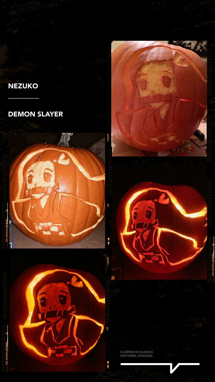 Demon Slayer: Nezuko Pumpkin for Demon Slayer Pumpkin Stencil Printable
