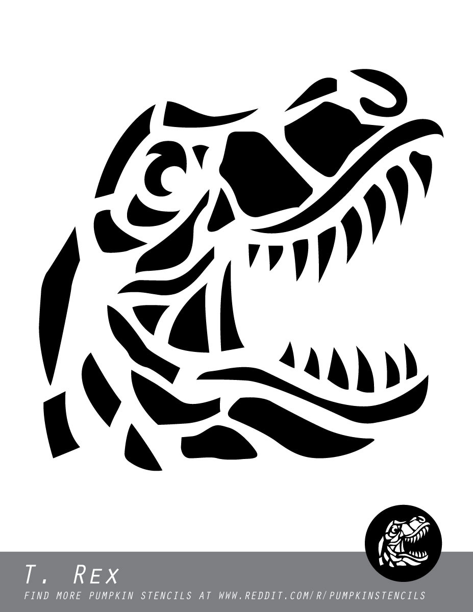 Dinosaur: T Rex (Free Pumpkin Stencil - Pumpkin Pattern - Pumpkin intended for Printable T Rex Pumpkin Stencil