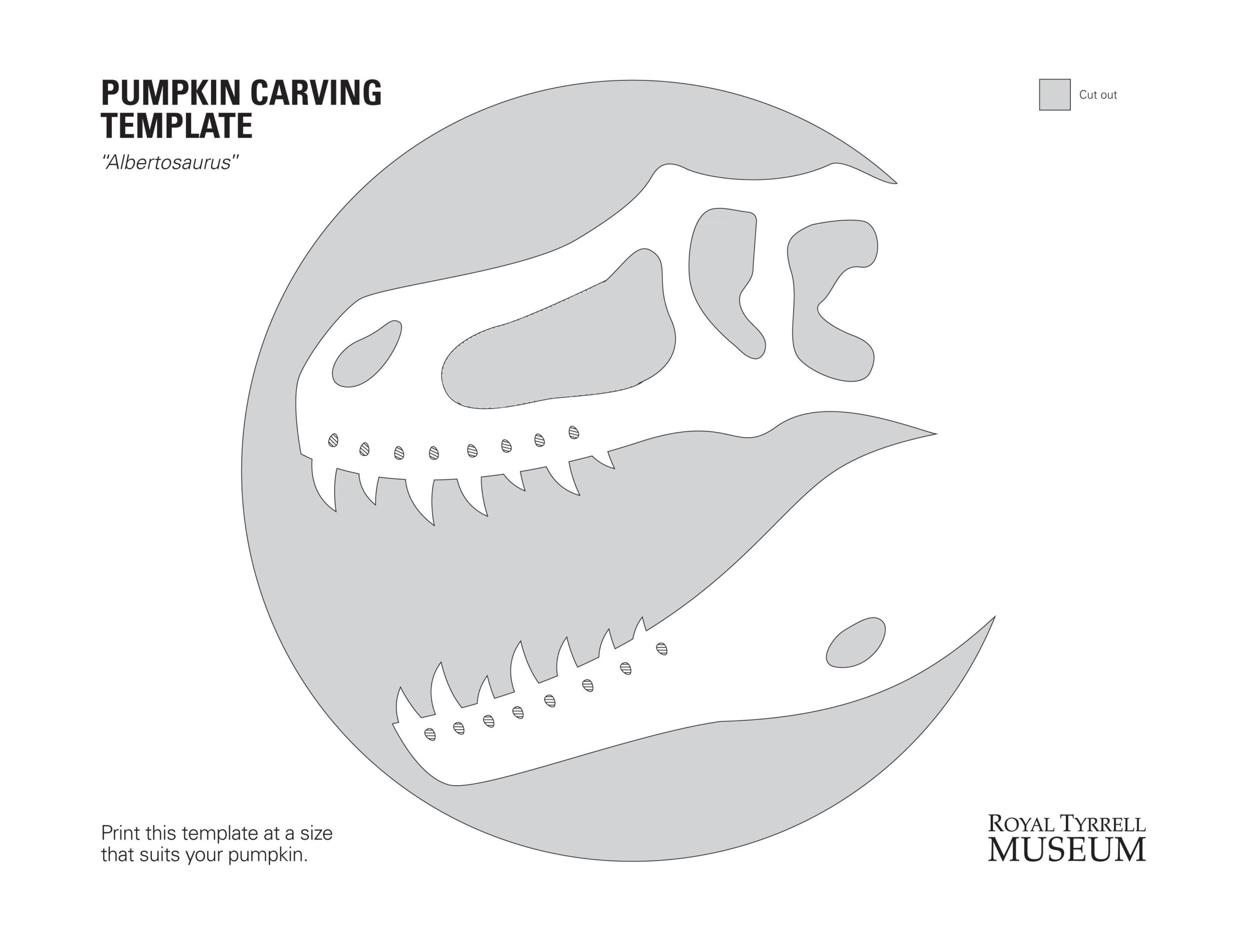 Dinosaur T-Rex Skeleton (Free Pumpkin Stencil - Pumpkin Pattern for Dinosaur Pumpkin Carving Stencil Printable