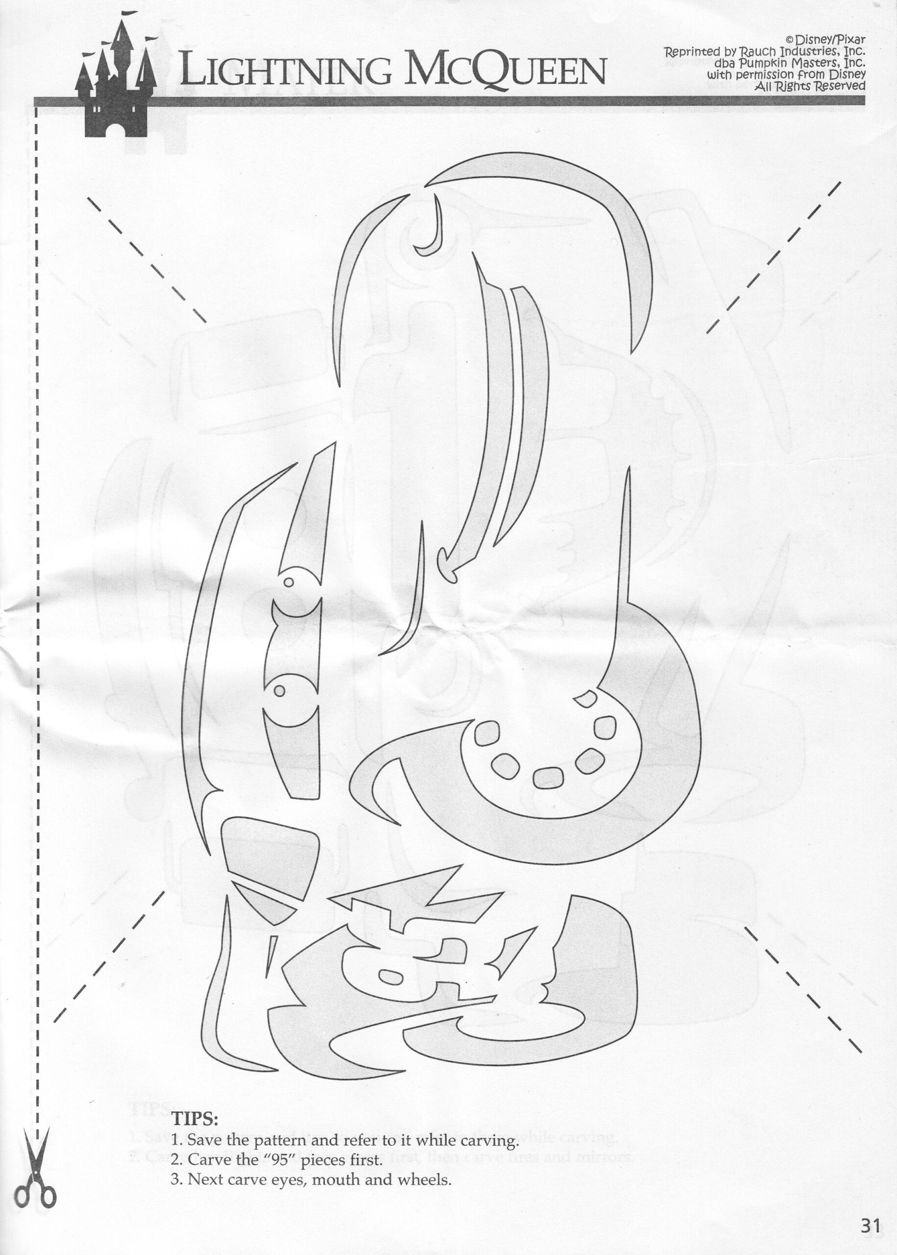 Disney: Cars: Lightning Mcqueen (Free Pumpkin Stencil - Pumpkin with Lightning Mcqueen Pumpkin Stencil Printable