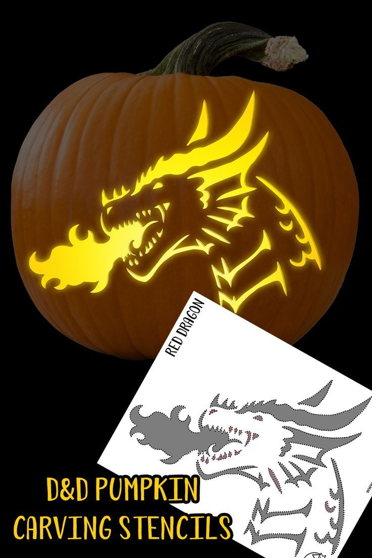Dnd Pumpkin Carving Stencils, Printable Pdf, Halloween Pumpkin with regard to Dragon Pumpkin Stencil Free Printable