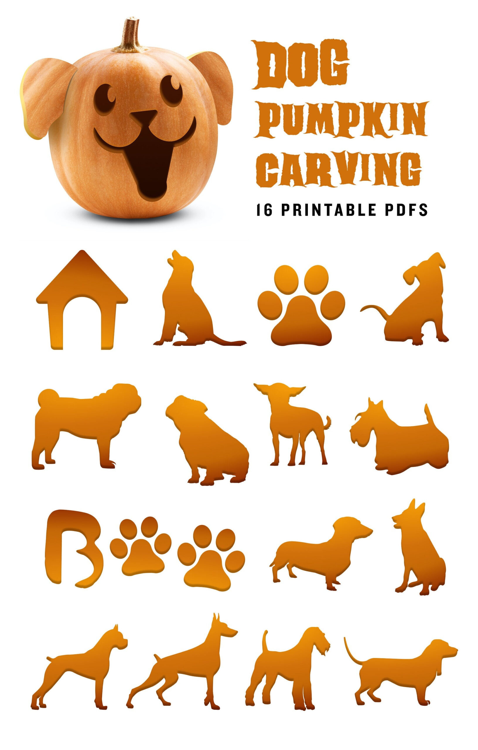 Dog Pumpkin Carving Stencil Pack | Halloween Pumpkin Patterns With pertaining to Dog Pumpkin Stencils Printable