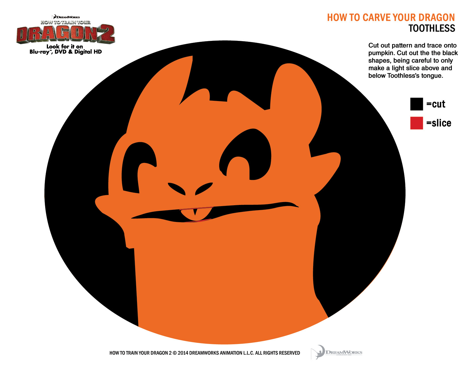 Dreamworks Animation How To Train Your Dragon 2 Halloween Masks with regard to Toothless Pumpkin Stencil Printable