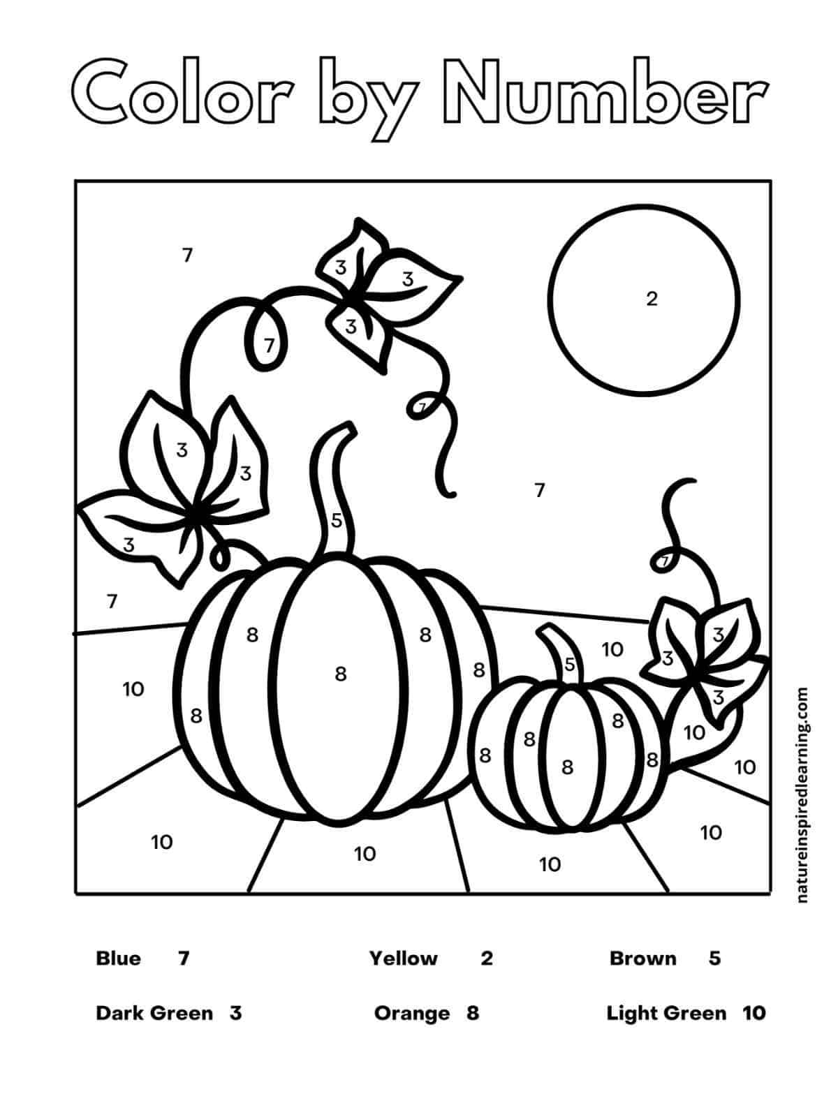 Fall Colornumber - Nature Inspired Learning - Worksheets Library with regard to Pumpkin Color By Number Printable