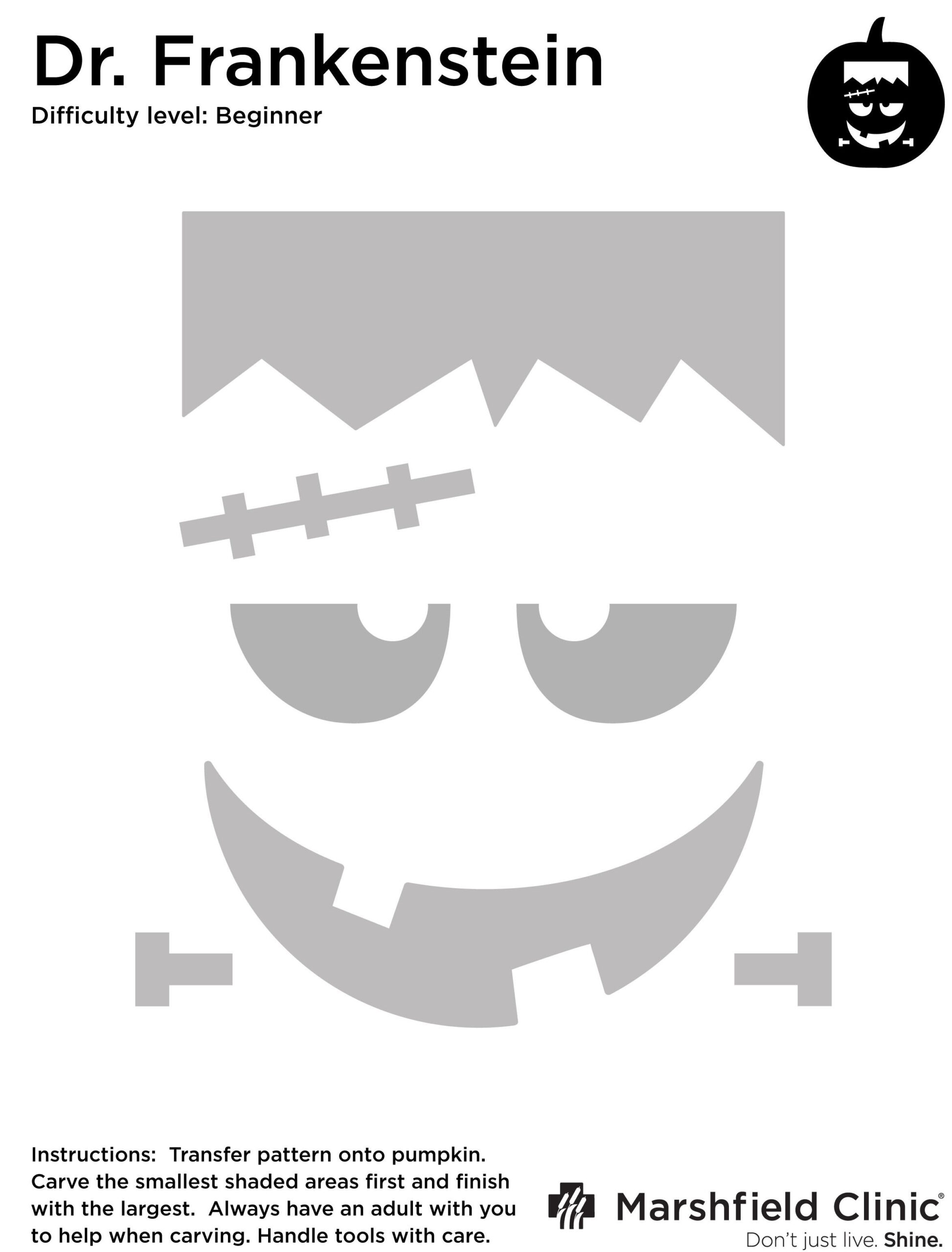 Frankenstein (Free Pumpkin Stencil - Pumpkin Pattern - Pumpkin for Printable Frankenstein Pumpkin Carving Patterns