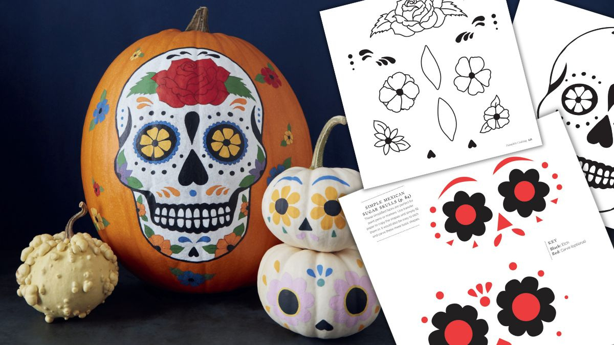 Free Templates For Day Of The Dead Pumpkins - Thunder Bay Press throughout Printable Day Of The Dead Pumpkin Stencil