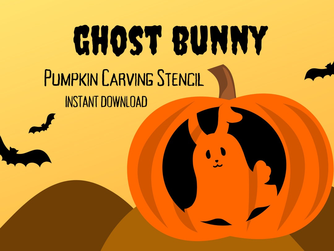 Ghost Bunny Pumpkin Carving Stencil | 1 Kawaii Halloween Jack O inside Printable Rabbit Pumpkin Stencil