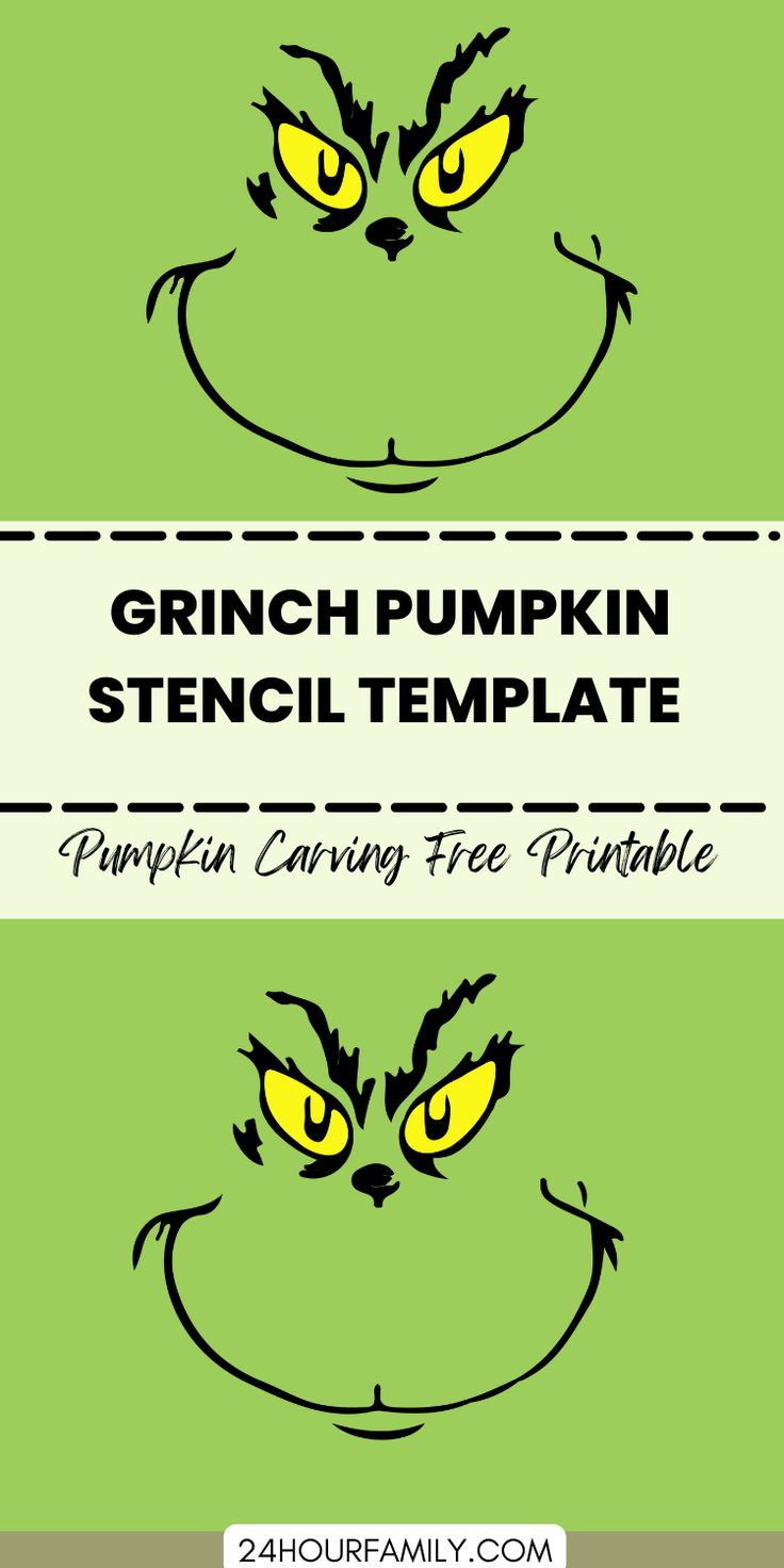 Grinch Pumpkin Carving Template (Free Printable) regarding Grinch Pumpkin Stencil Printable