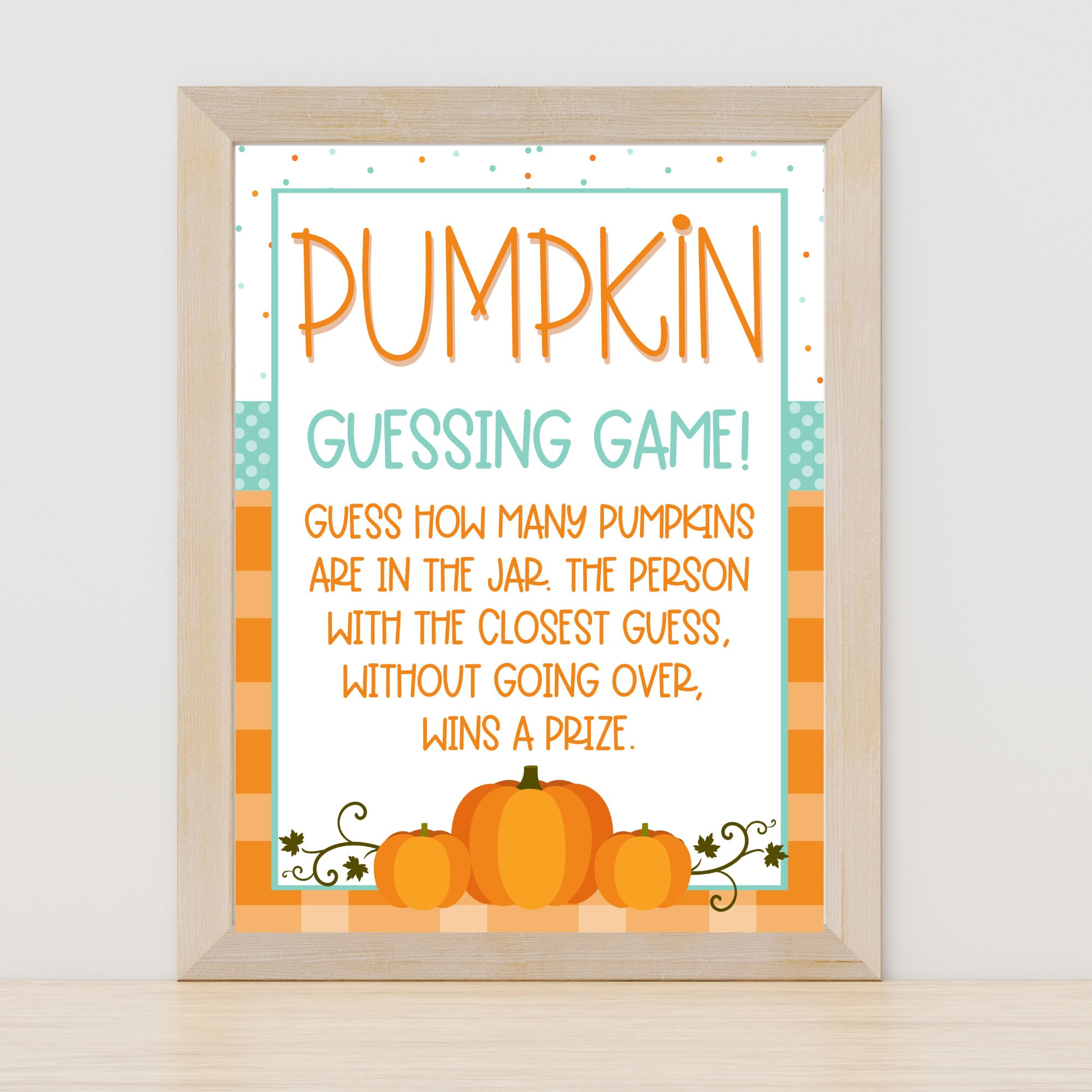 Guess The Pumpkins Game: Halloween Harvest Party (Instant Download with Guess How Many Pumpkins Are In The Jar Free Printable