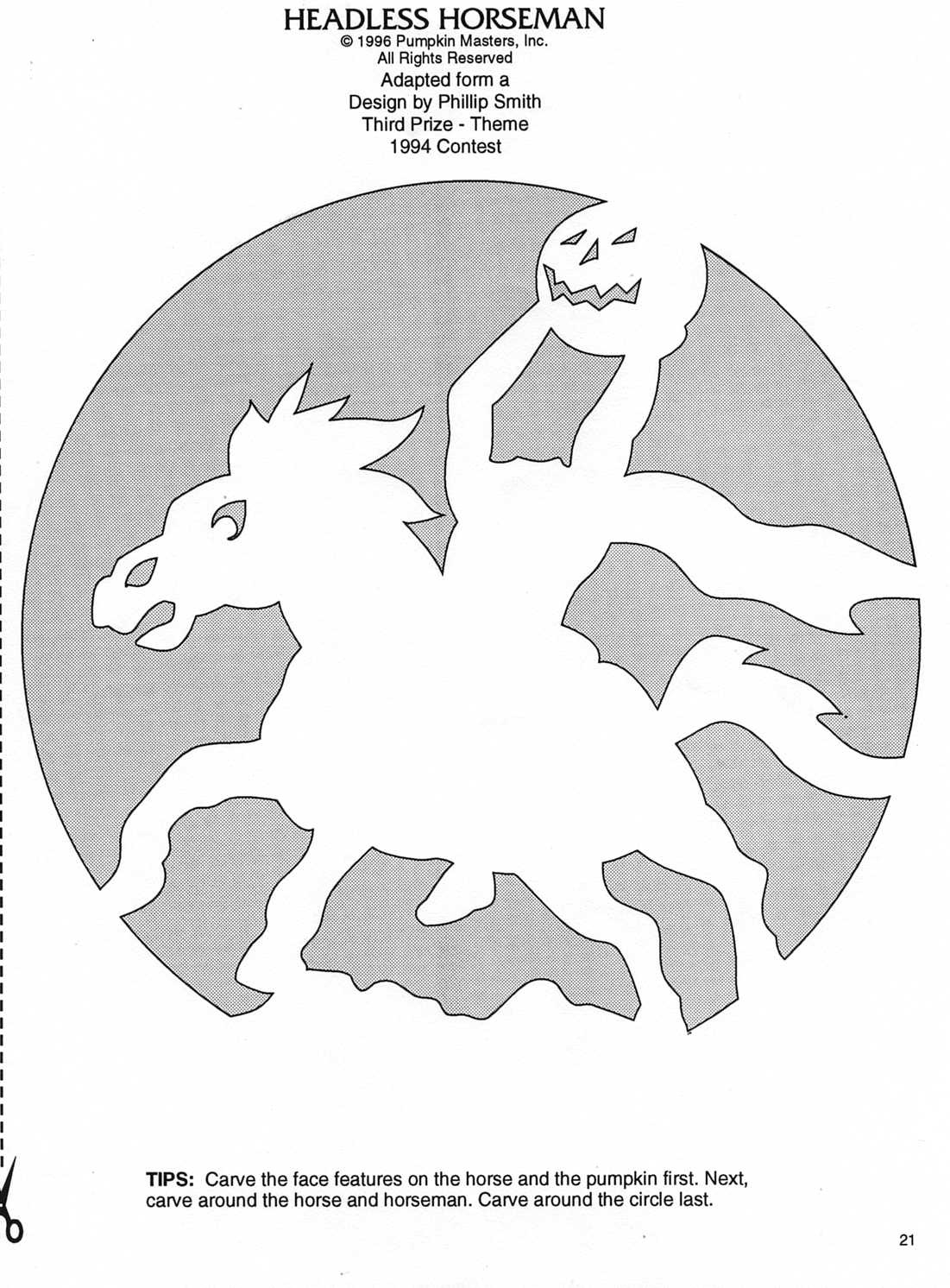 Headless Horseman (Free Pumpkin Stencil - Pumpkin Pattern in Free Printable Headless Horseman Pumpkin Carving
