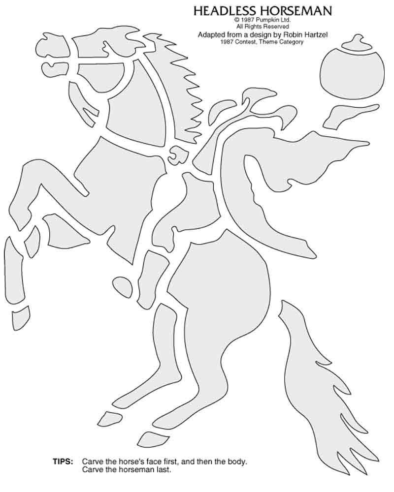 Headless Horseman Pumpkin Stencil intended for Free Printable Headless Horseman Pumpkin Carving