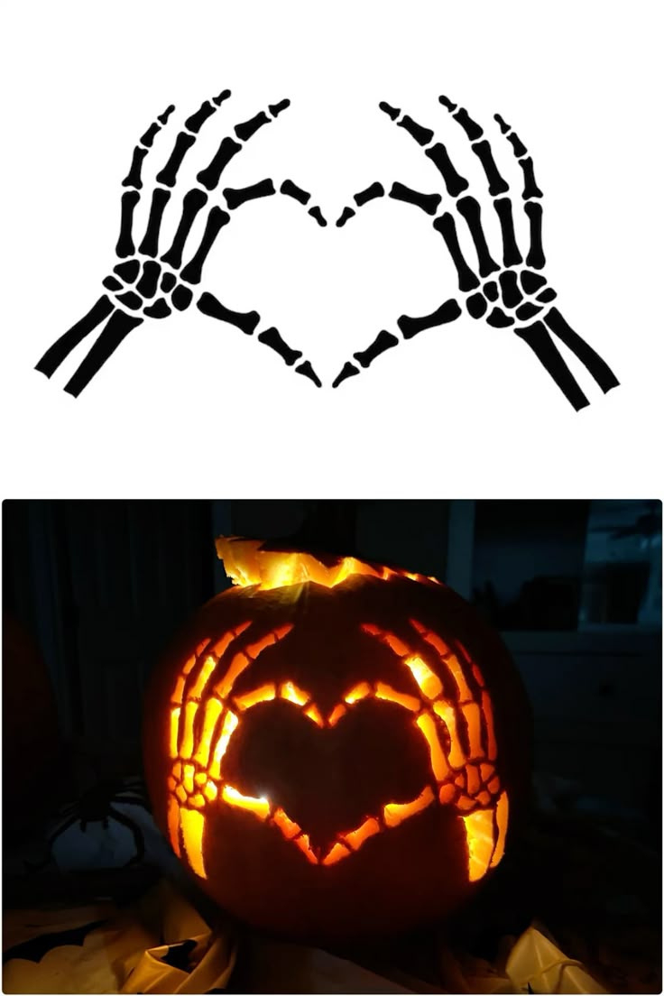 Heart Hands Pumpkin Carving in Printable Heart Pumpkin Stencil