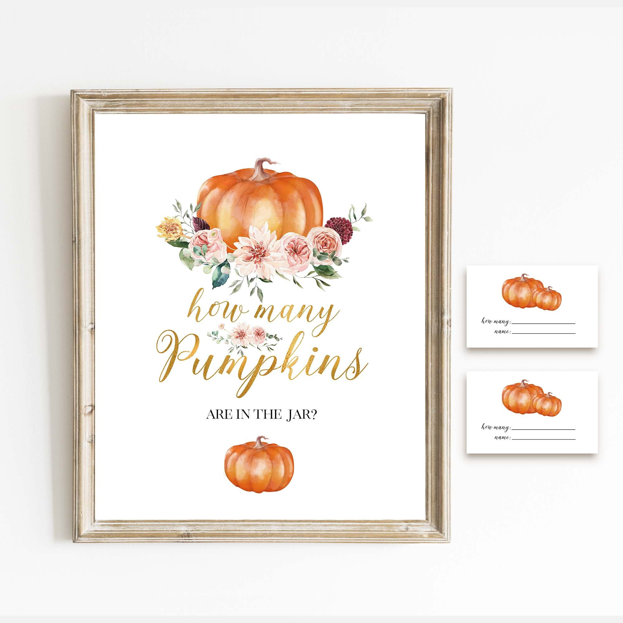 How Many Pumpkins Are In The Jar Fall Baby Shower Game Fall Bridal inside Guess How Many Pumpkins Are In The Jar Free Printable