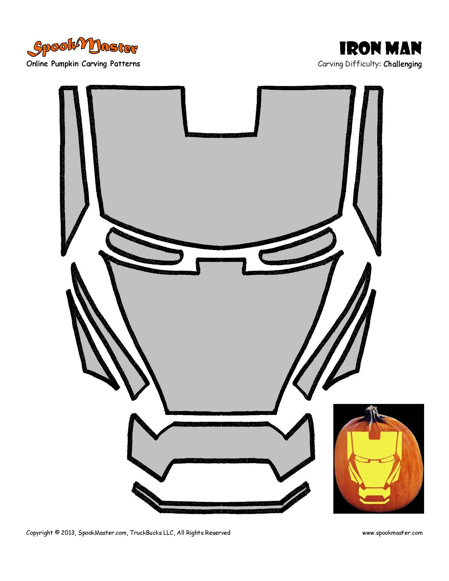 Iron Man (Pumpkin Stencil - Pumpkin Pattern - Pumpkin Template in Iron Man Pumpkin Stencil Printable
