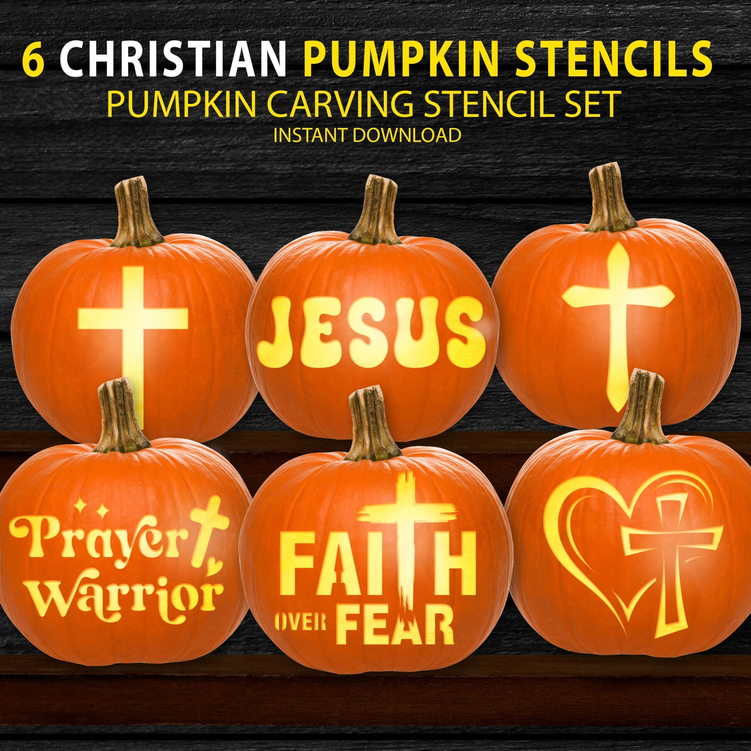 Jesus Pumpkin Stencil Set, Catholic Cross Pumpkin Carving Stencil regarding Printable Christian Pumpkin Carving Templates