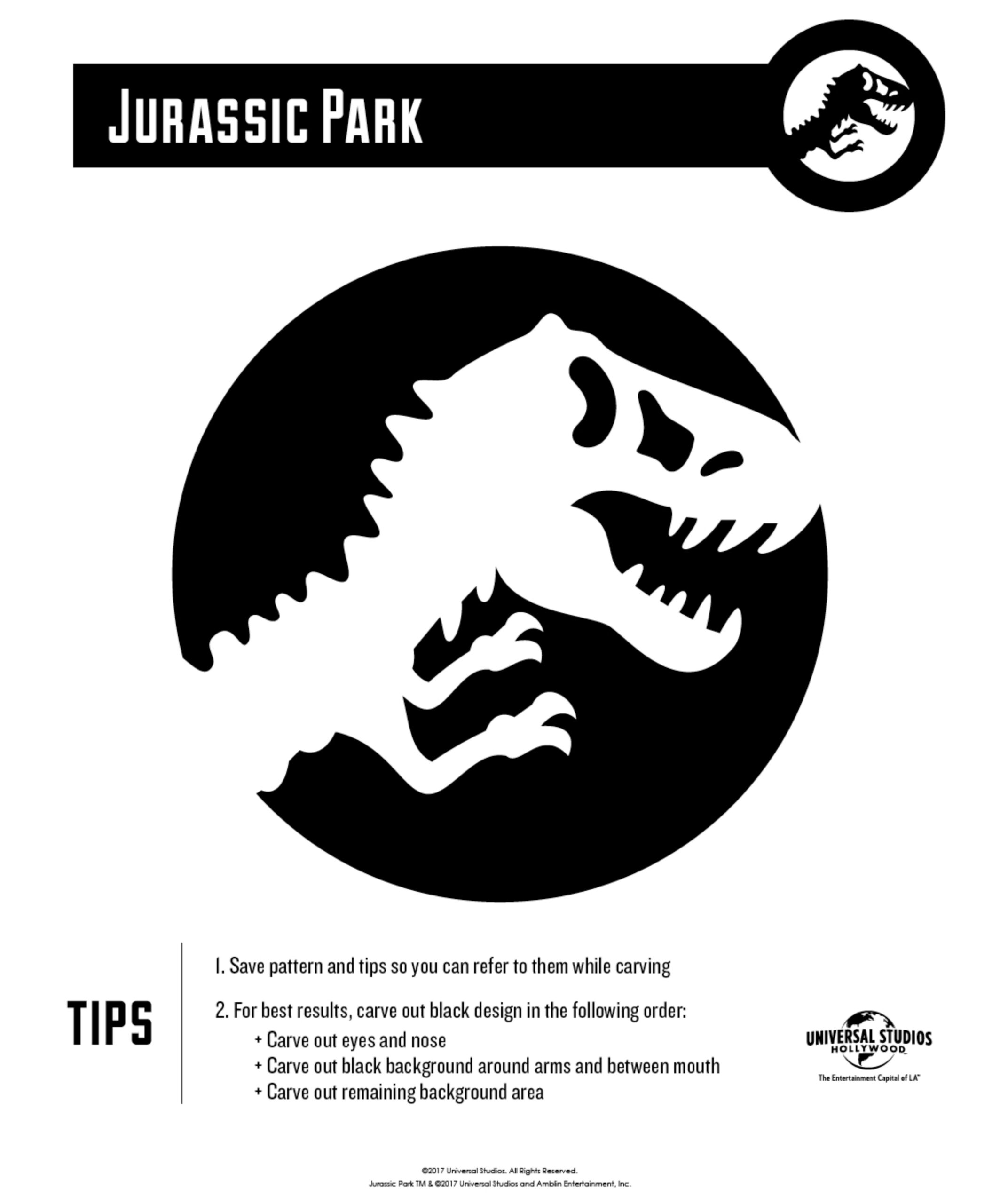 Jurassic Park / Dinosaur (Pumpkin Stencil - Pumpkin Pattern intended for Dinosaur Pumpkin Carving Printable