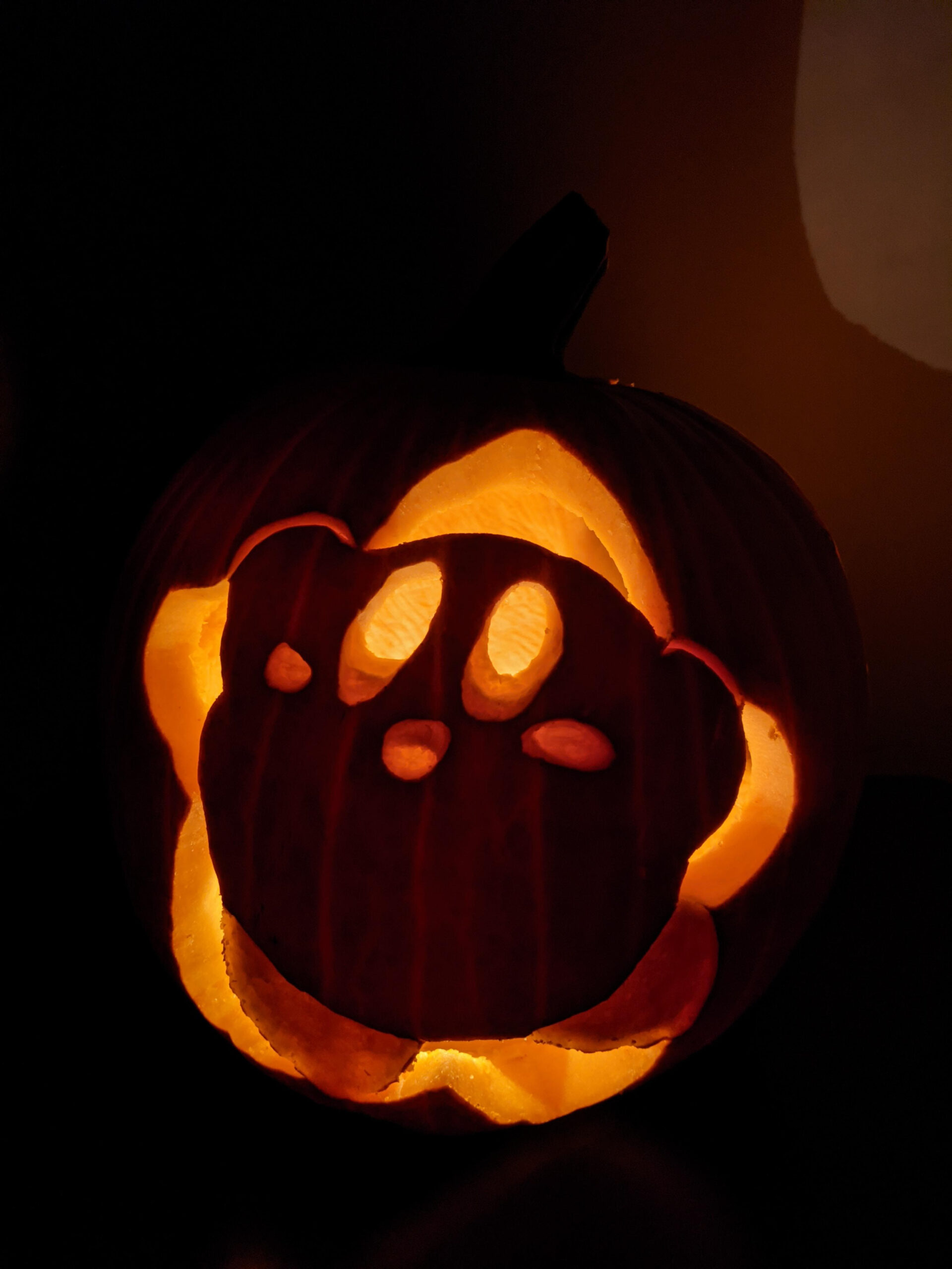 Kirby Jack O Lantern I Did Tonight! It'S Officially Spooky Season pertaining to Printable Kirby Pumpkin Stencil