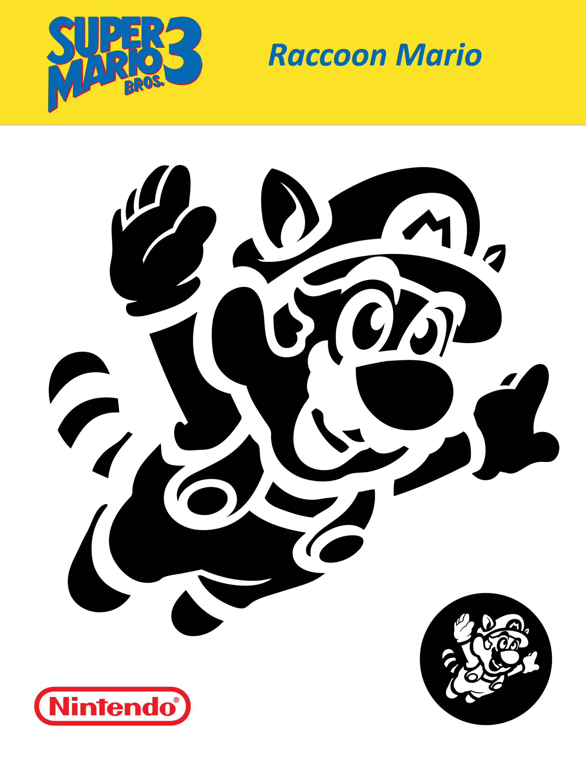 Mario Bros. - Raccoon Mario (Pumpkin Stencil - Pumpkin Pattern pertaining to Super Mario Pumpkin Stencil Printable