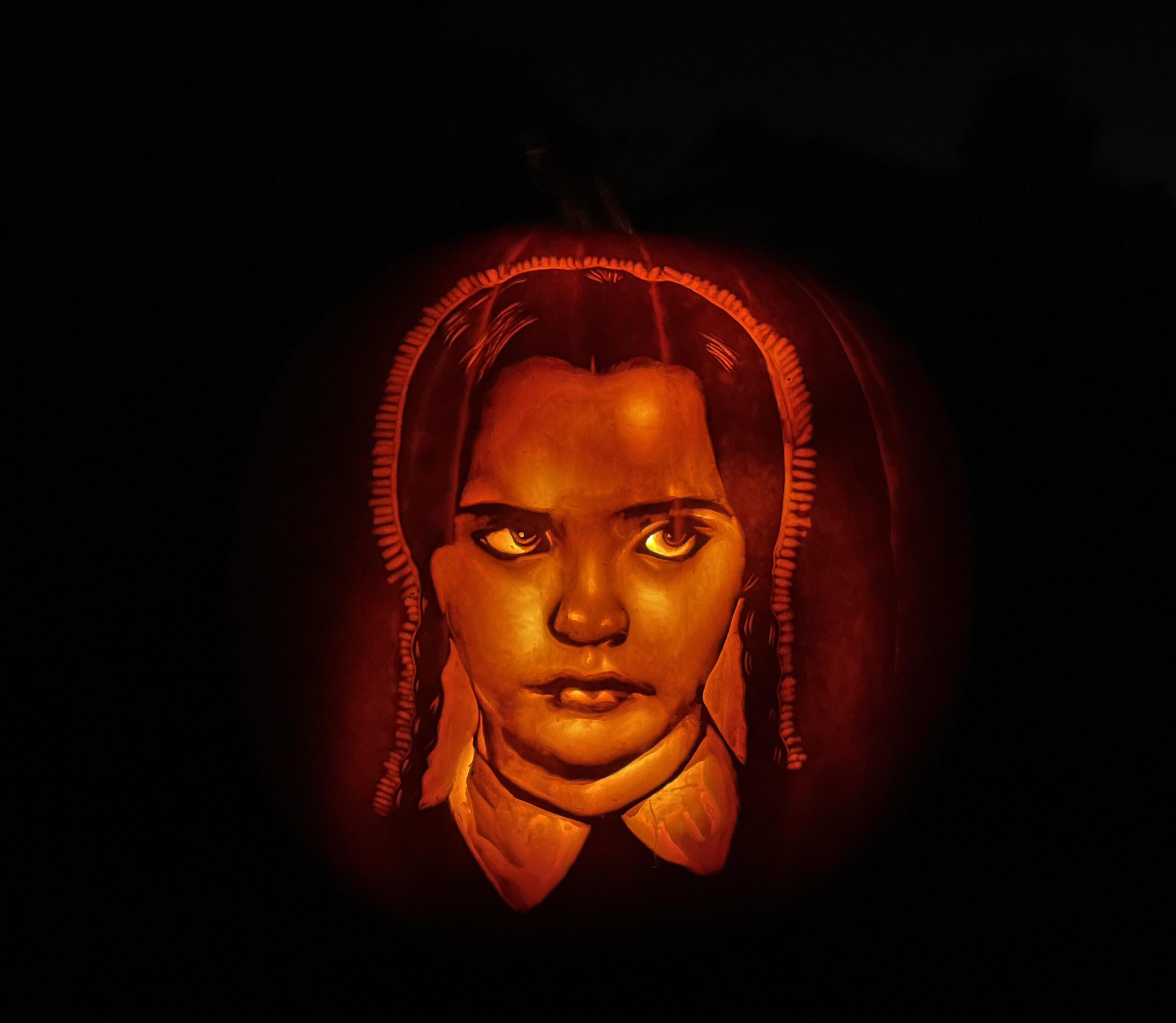 Miss Wednesday Addams Pumpkin Carving : R/Halloween for Wednesday Addams Pumpkin Stencil Printable