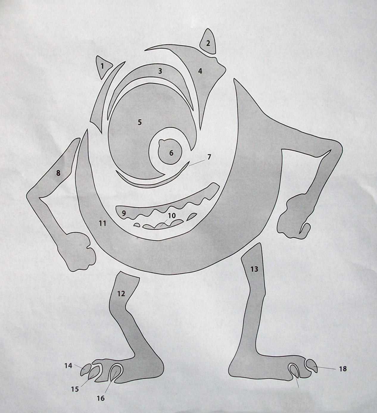 Monsters Inc: Mike Wazowski (Free Pumpkin Stencil - Pumpkin for Printable Mike Wazowski Pumpkin Stencil