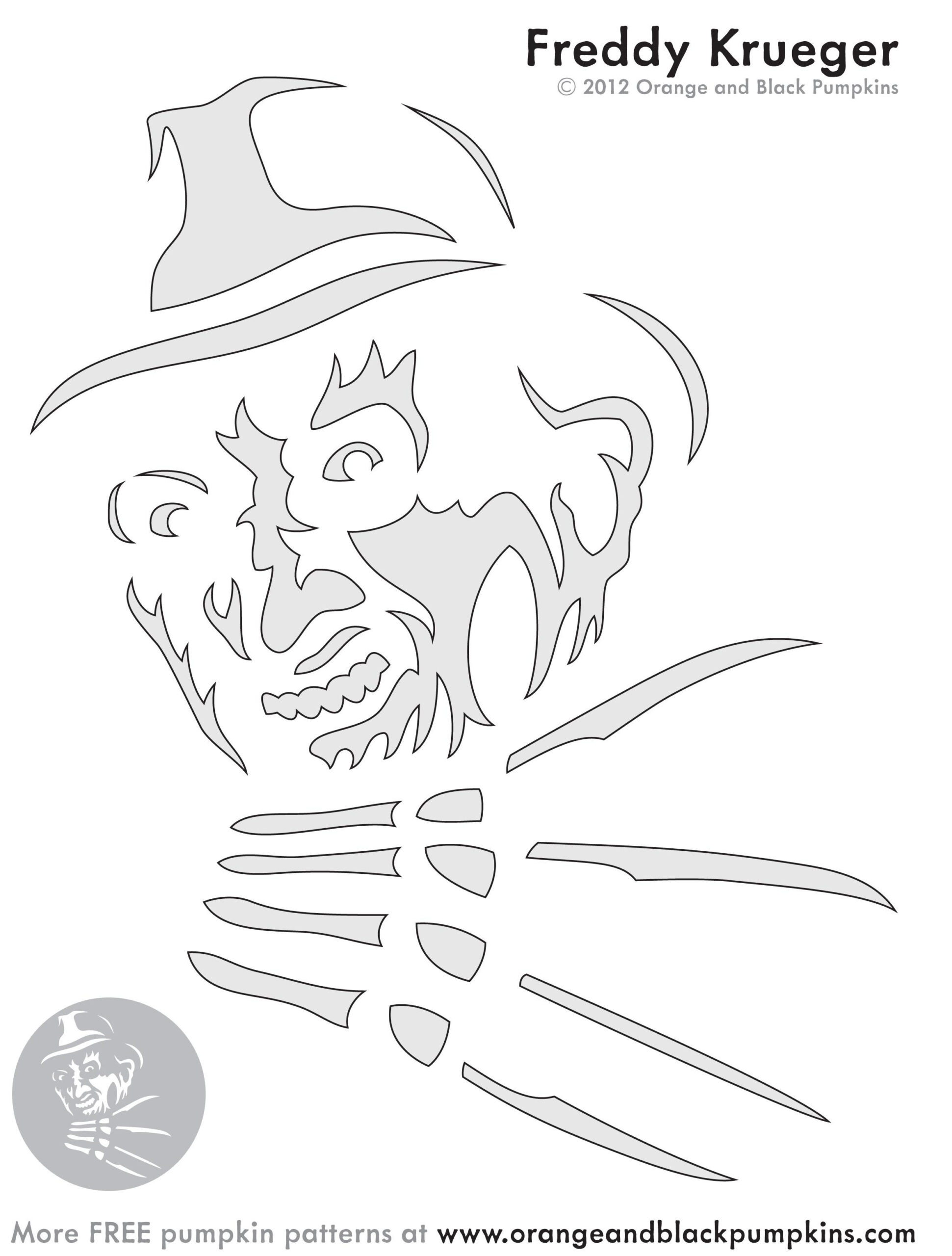 Nightmare On Elm Street: Freddy Krueger (Pumpkin Stencil - Pumpkin in Printable Freddy Krueger Pumpkin Stencils