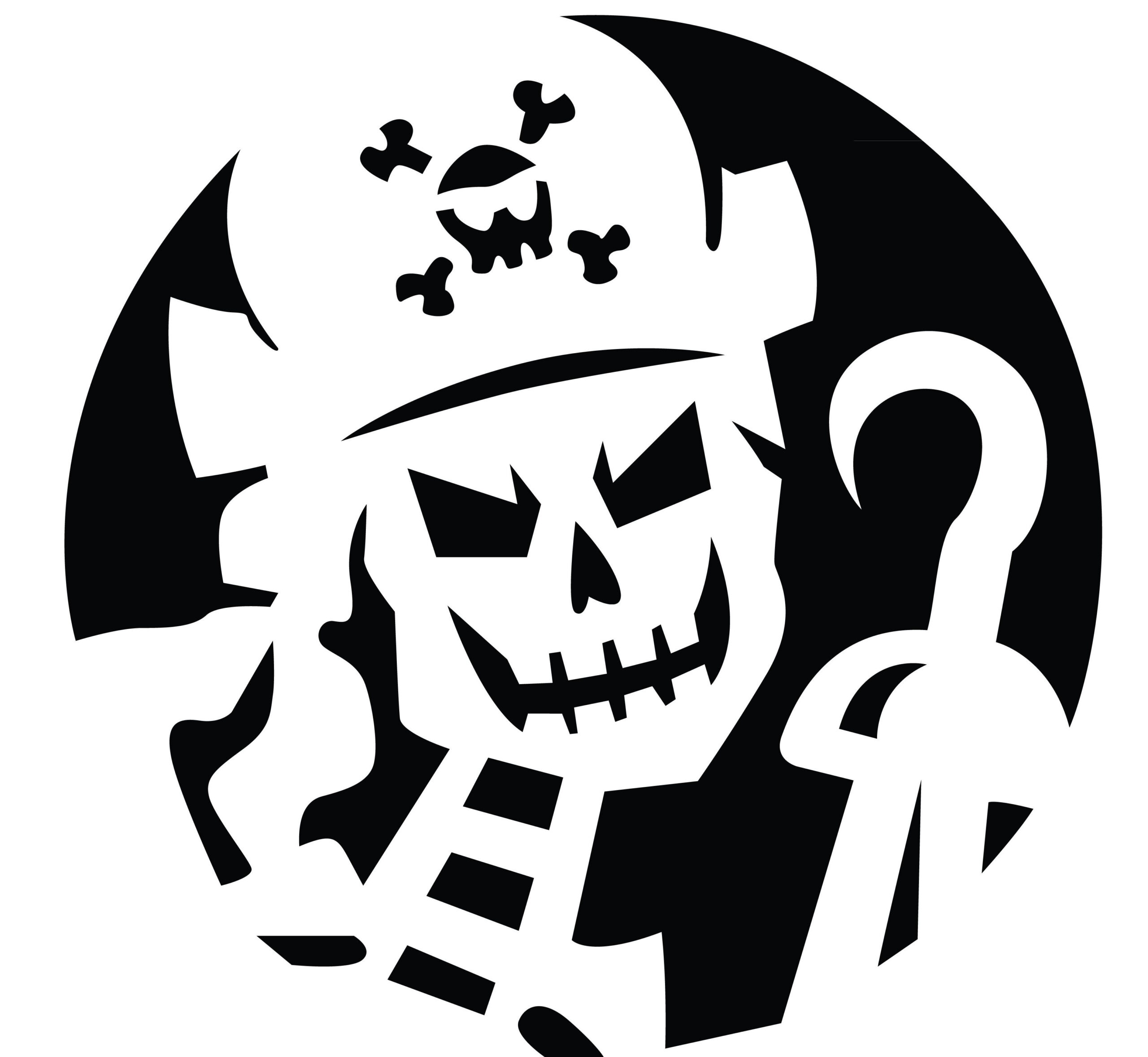 Pirate Skeleton (Pumpkin Stencil - Pumpkin Pattern - Pumpkin for Pirate Pumpkin Stencil Printable