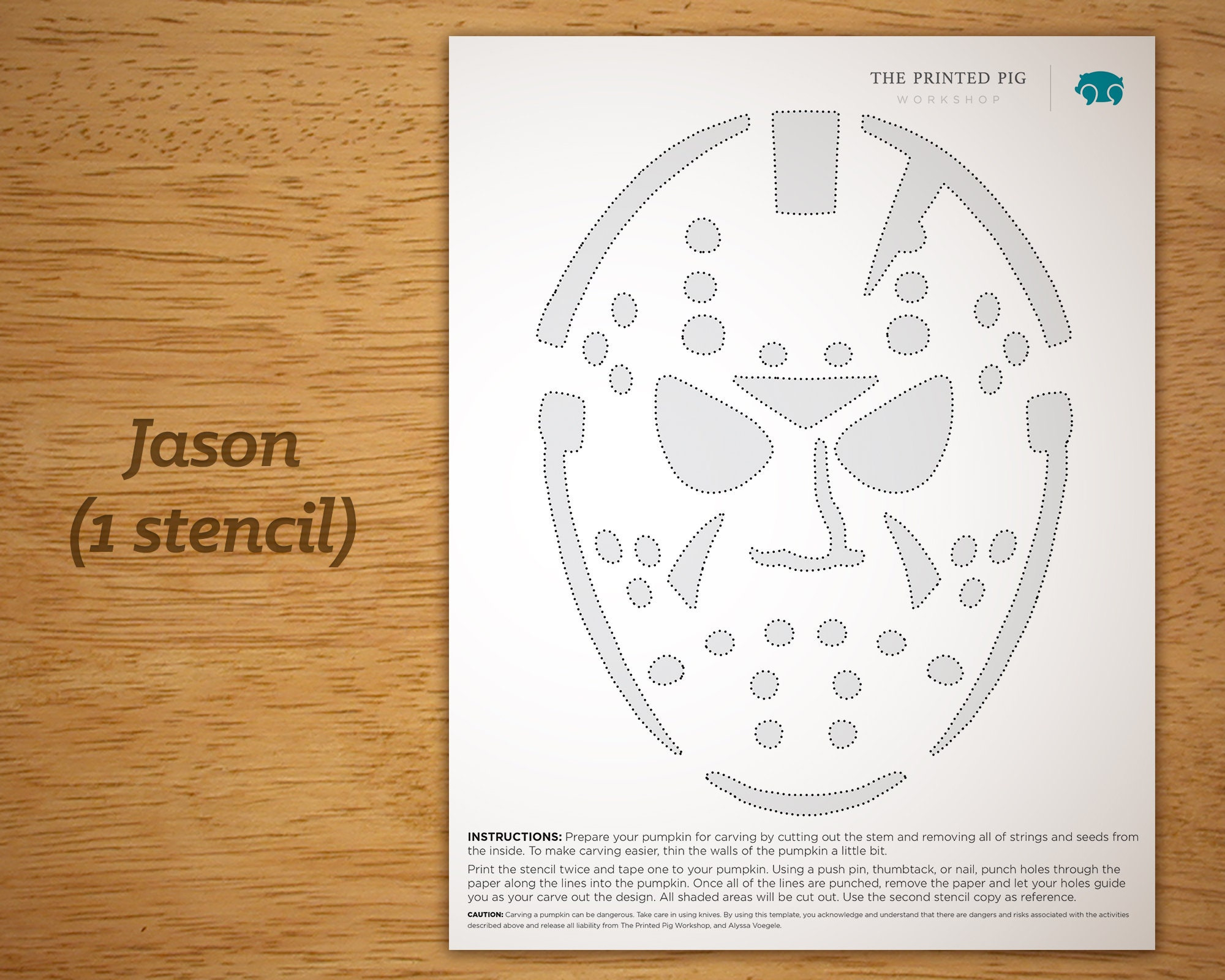 Printable Pumpkin Carving Pattern: Jason From Halloween, Hockey with Jason Pumpkin Stencil Printable