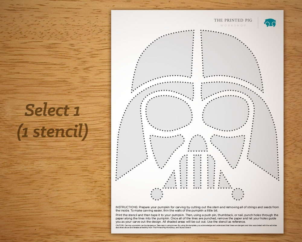 Printable Pumpkin Carving Pattern: Star Wars, Darth Vader - Etsy with regard to Printable Darth Vader Pumpkin Stencil