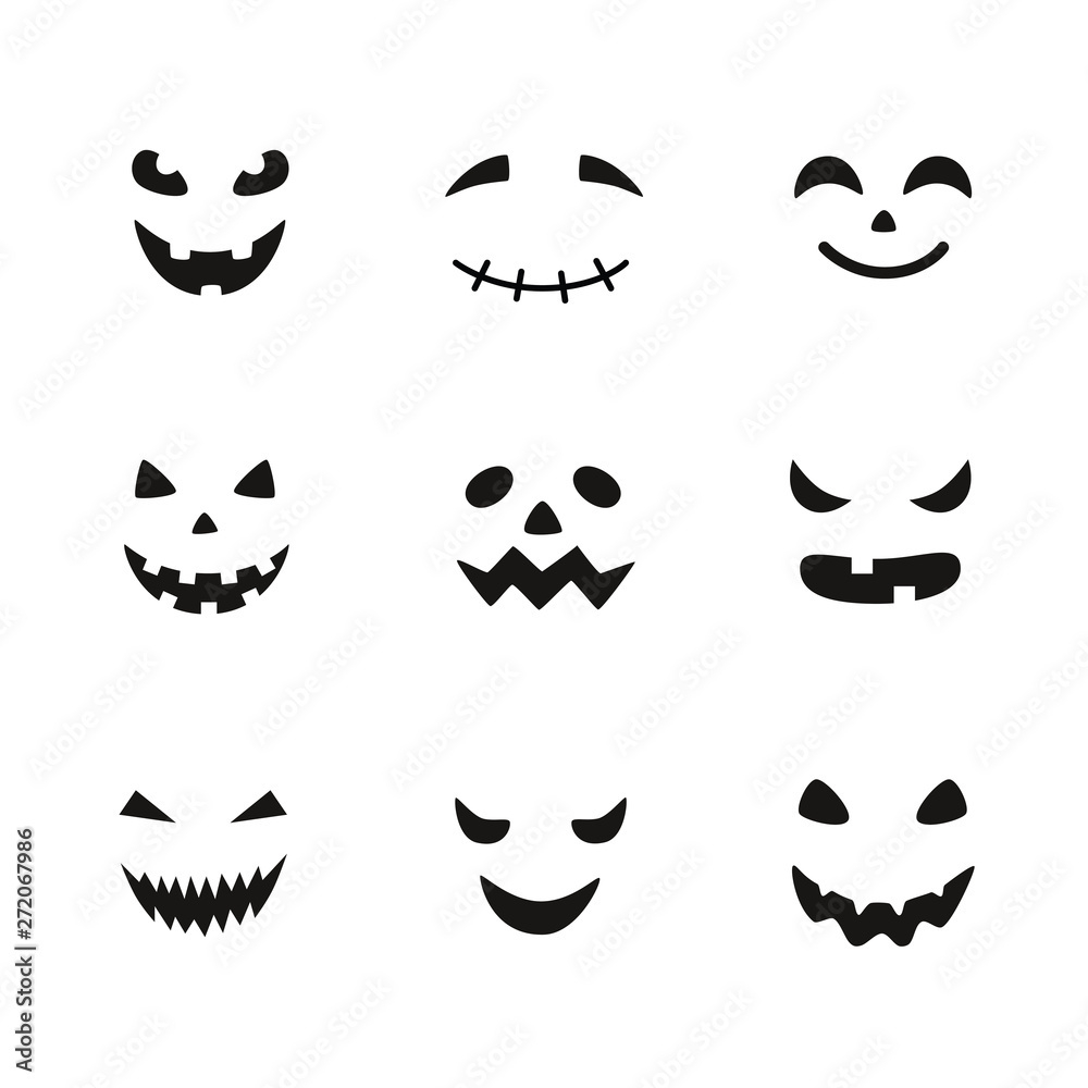 Pumpkin Outline With Eyes And Mouth For Halloween Isolated On in Printable Pumpkin Eyes And Mouth