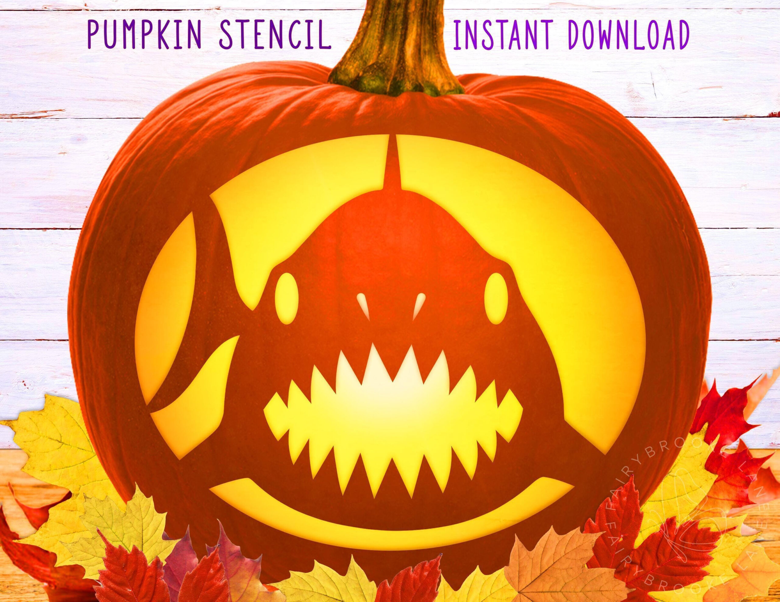 Shark Pumpkin Stencil, Shark Printable Pumpkin Stencil, Shark in Printable Shark Pumpkin Stencil