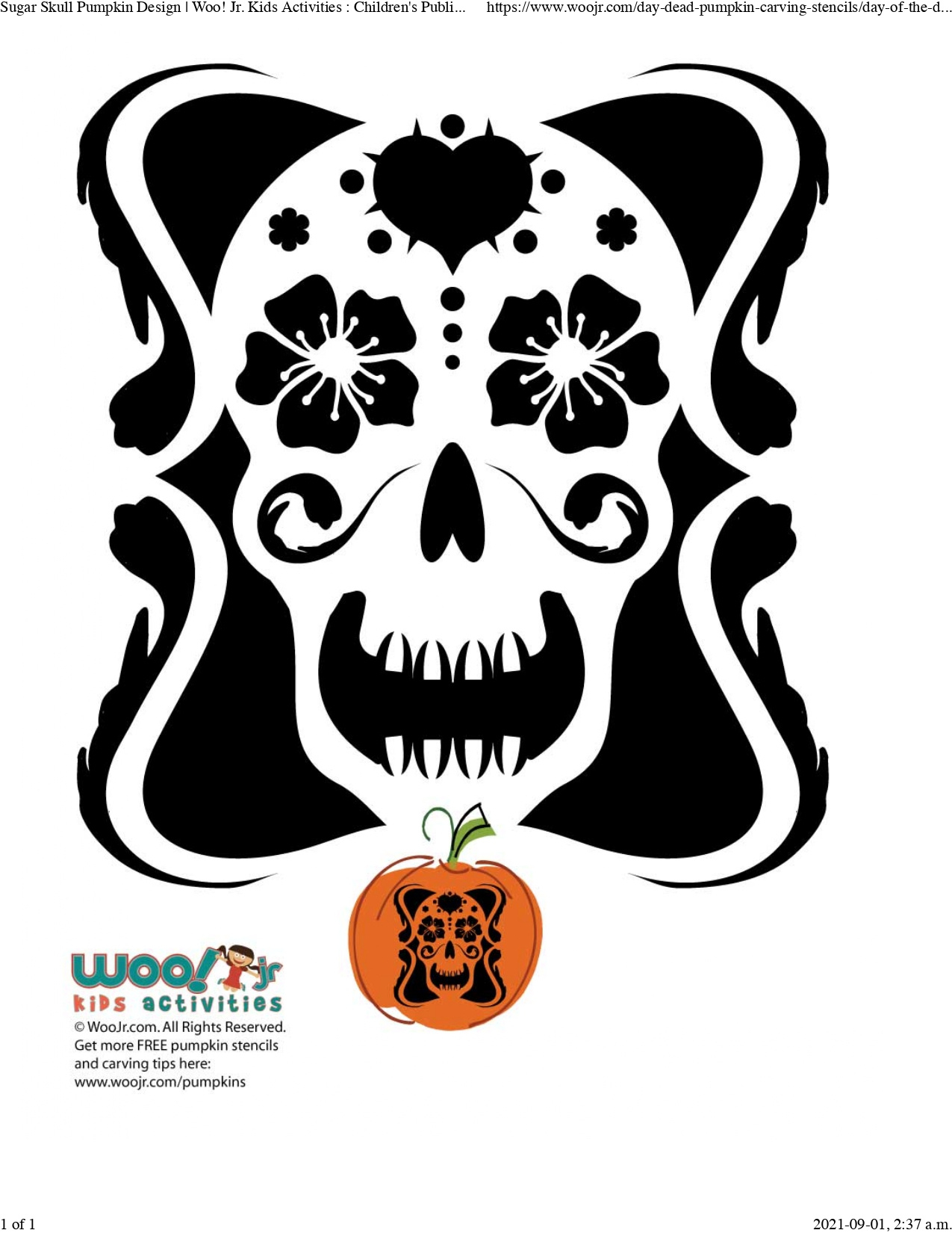 Skeleton / Sugar Skull (Free Pumpkin Stencil - Pumpkin Pattern throughout Free Printable Sugar Skull Pumpkin Stencil