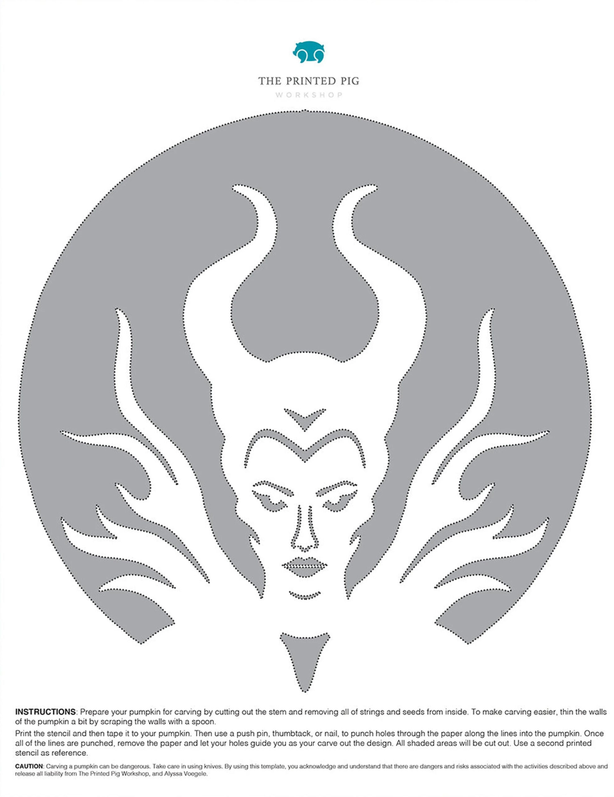 Sleeping Beauty: Maleficent (Free Pumpkin Stencil - Pumpkin with Printable Maleficent Pumpkin Stencil