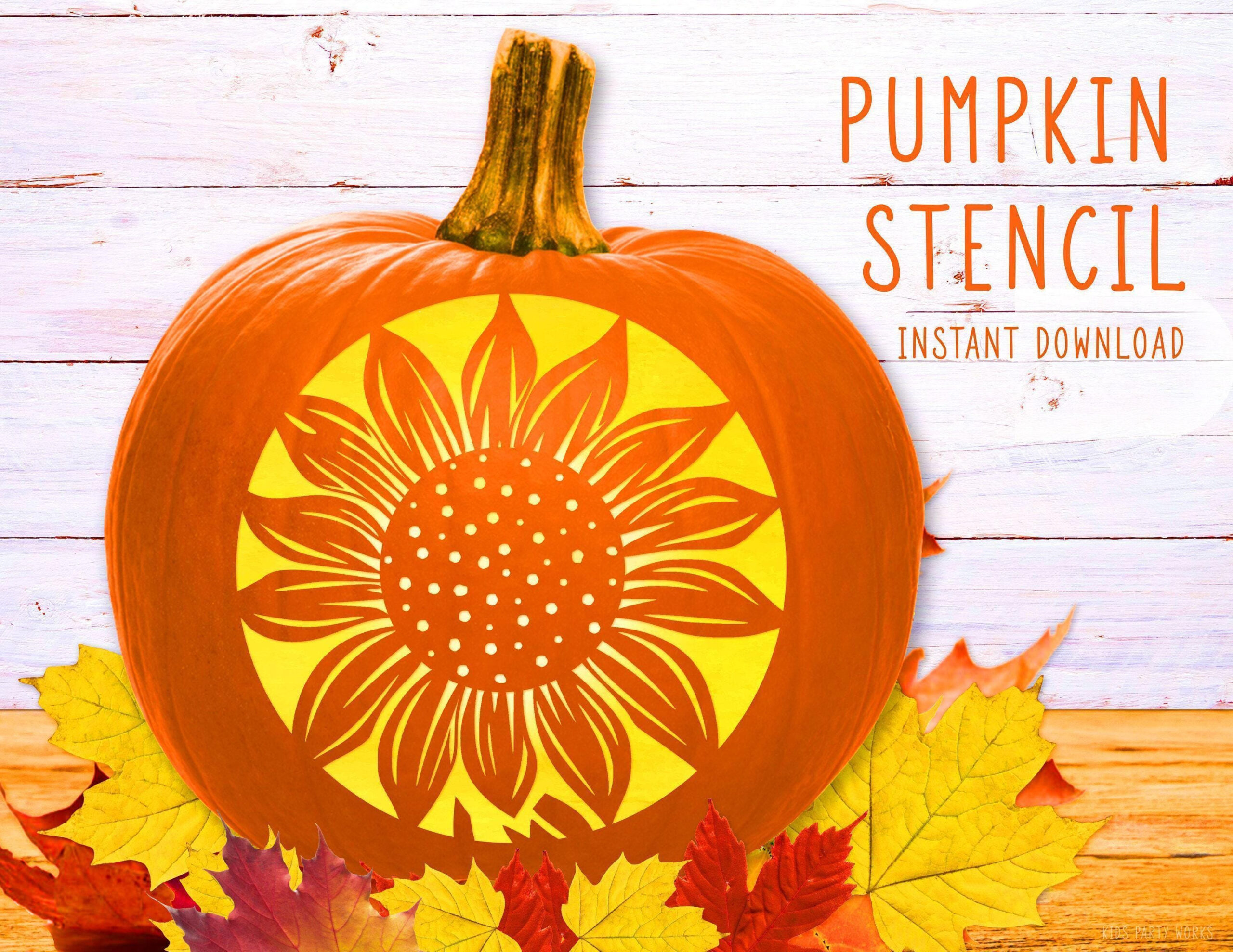 Sonnenblume Kürbis Schablone, Blumen Schablone, Sonnenblume Kürbis with Sunflower Pumpkin Carving Stencil Printable