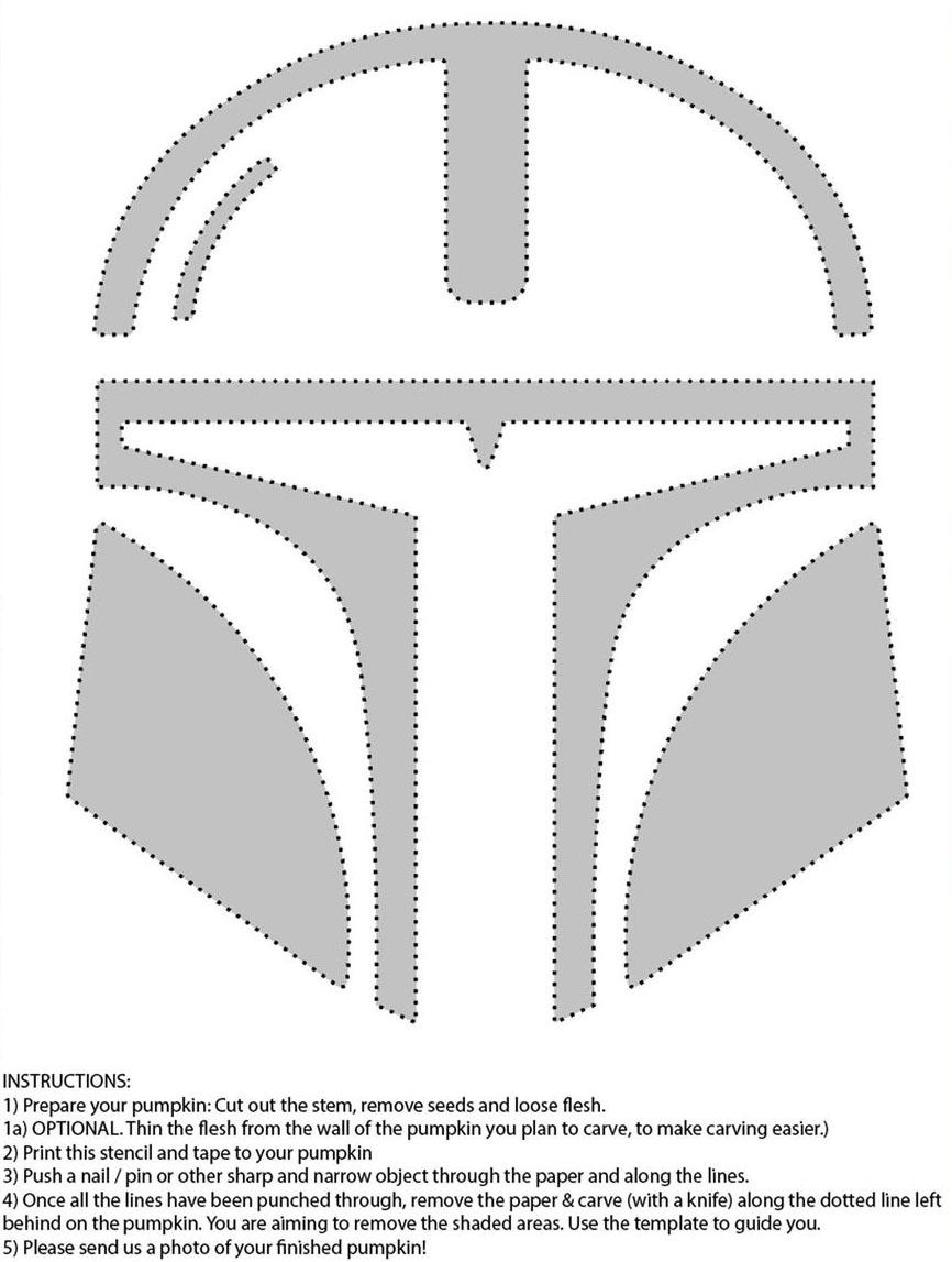 Star Wars: Mandalorian (Free Pumpkin Stencil - Pumpkin Pattern pertaining to Star Wars Pumpkin Carving Stencils Printable
