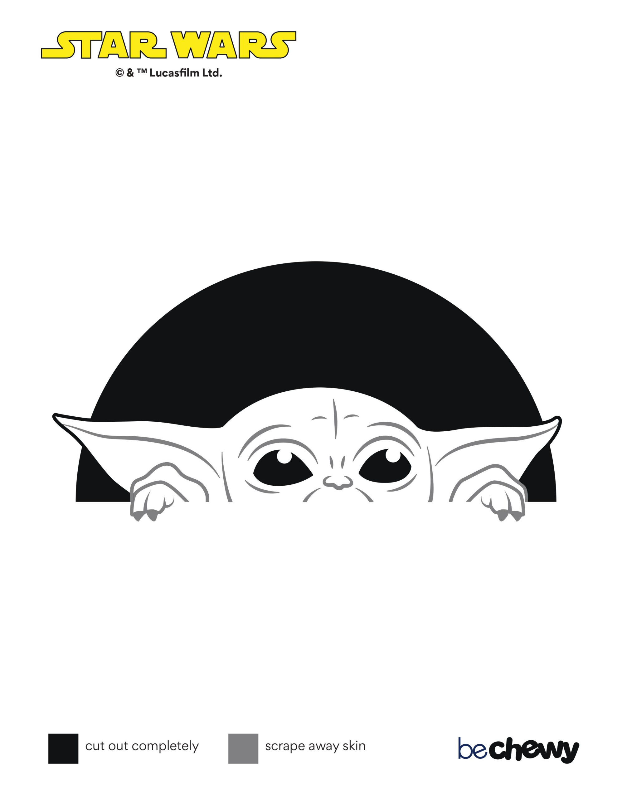 Star Wars: Mandalorian: Grogu/Baby Yoda (Free Pumpkin Stencil with Printable Yoda Pumpkin Stencil