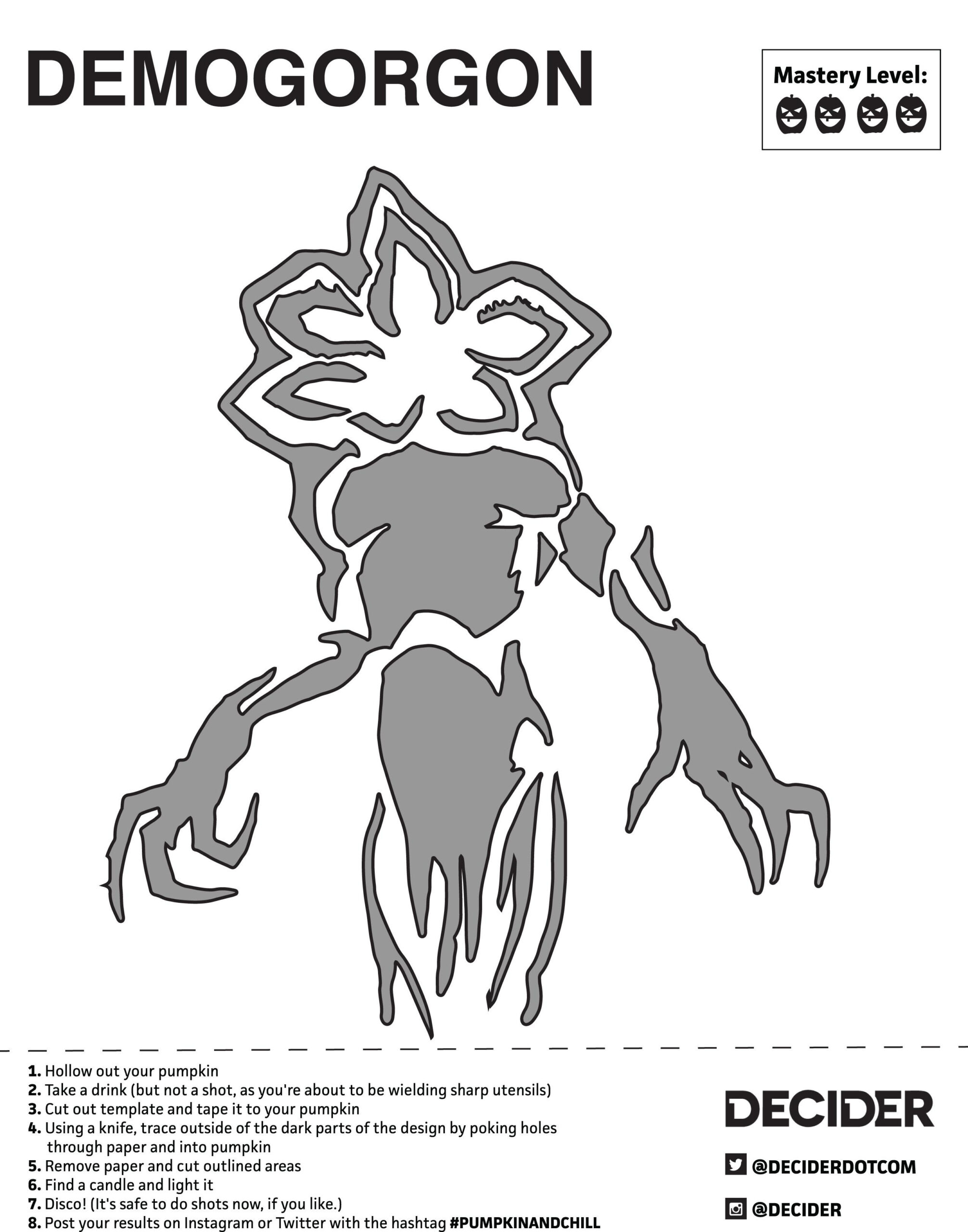 Stranger Things: Demogorgon (Pumpkin Stencil - Pumpkin Pattern in Stranger Things Pumpkin Stencil Printable