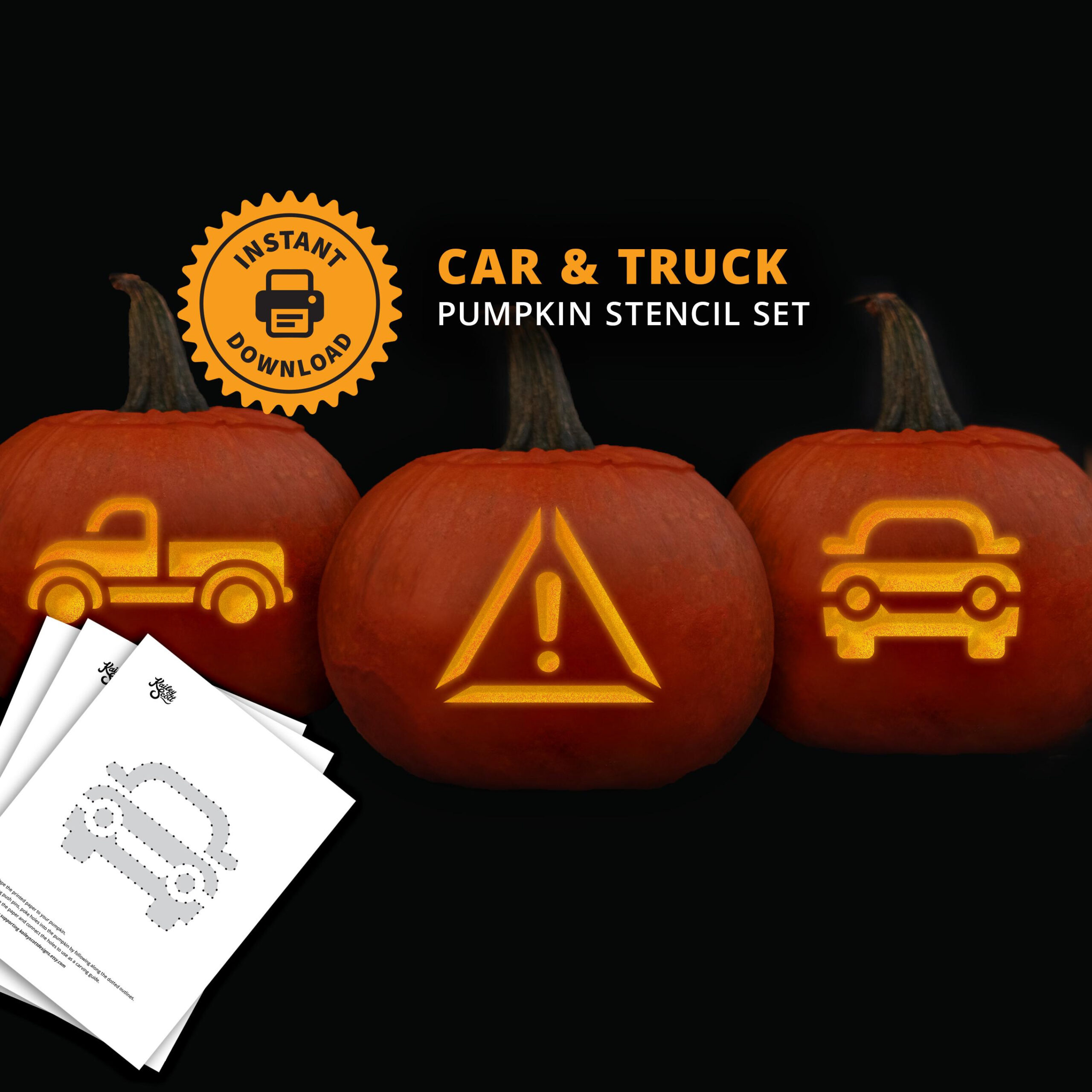 Transportation Printable Pumpkin Carving Stencil Set - Car Truck for Printable Truck Pumpkin Stencil