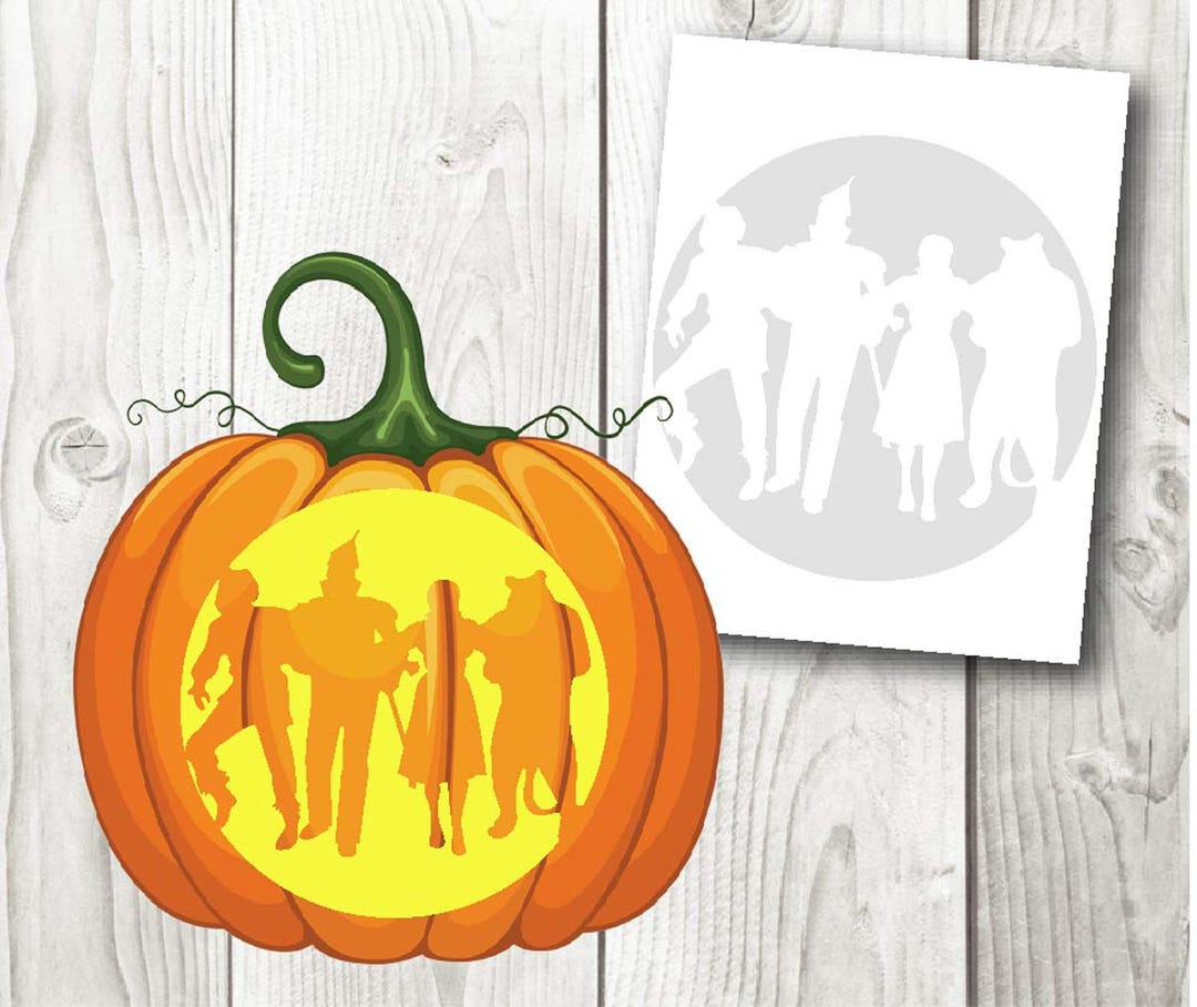 Wizard Of Oz Crew Pumpkin Carving, Stencil, Template, Instant within Printable Wizard Of Oz Pumpkin Stencil