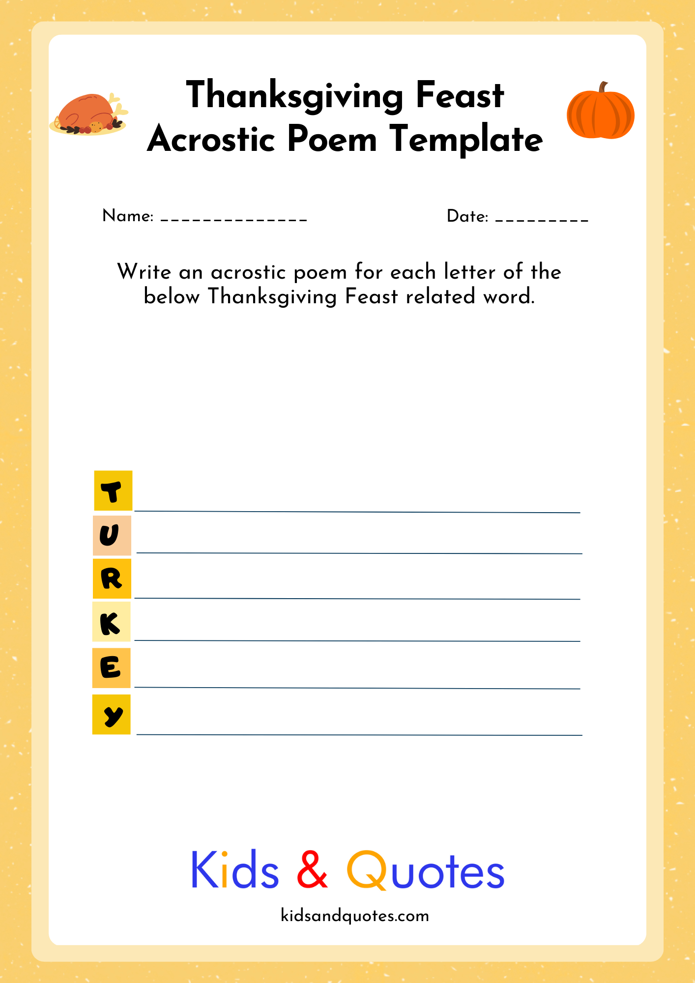 11 Thanksgiving Acrostic Poem Templates (Free Printables Included regarding Thanksgiving Poem Generator