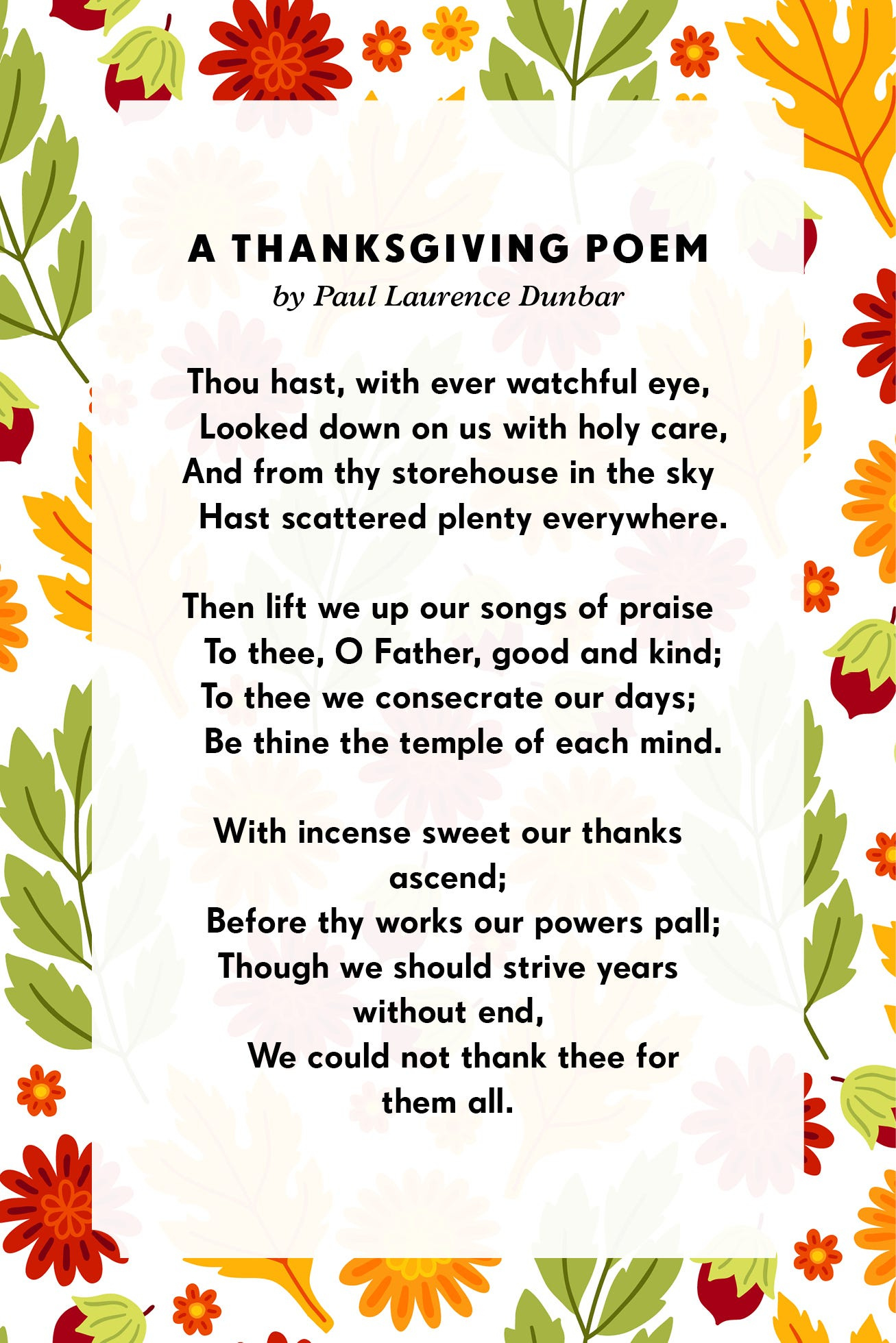 11 Thanksgiving Poems For Family for Poems of Thanksgiving