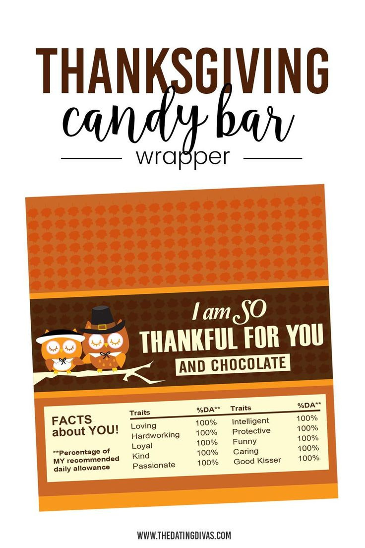 12 Free Printables For Thanksgiving! regarding Printable Thanksgiving Candy Bar Wrappers