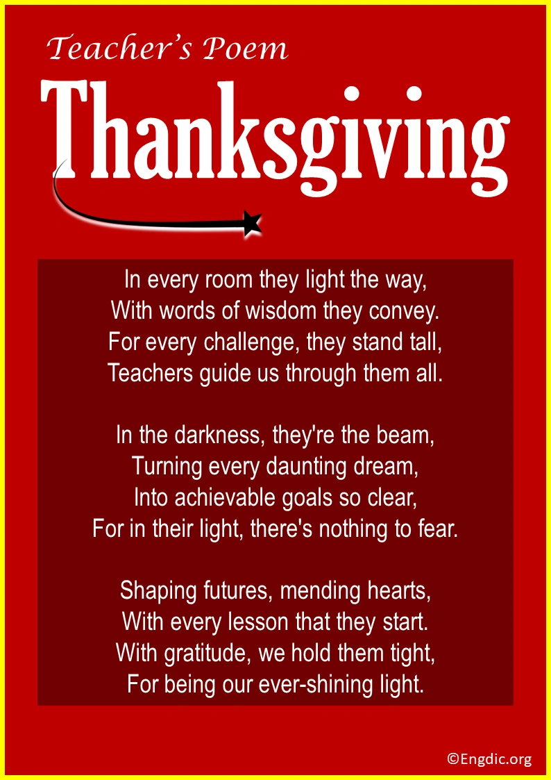 15 Best Thanksgiving Poems For Teachers - Engdic with Writing Thanksgiving Poems