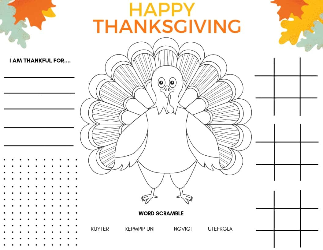 2025 Printable Thanksgiving Placemat (Free Kids Printable) Pdf with regard to Thanksgiving Activities For Kids Free Printable