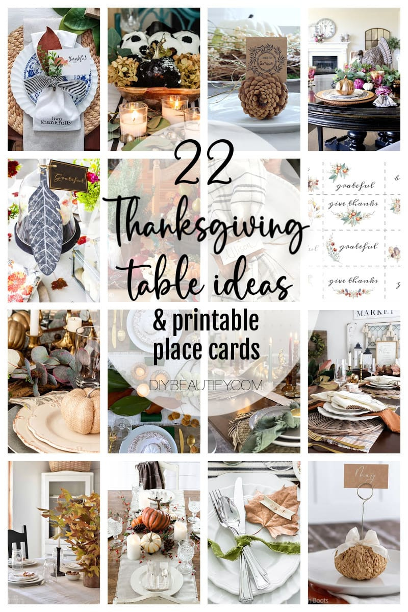 22 Thanksgiving Table Ideas And Printable Place Cards - Diy for Printable Thanksgiving Table Decorations