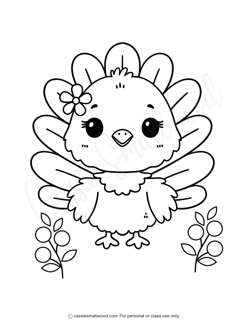 24 Cute Turkey Coloring Pages - Cassie Smallwood for Turkeys To Color Printable