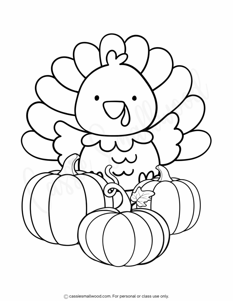 24 Cute Turkey Coloring Pages - Cassie Smallwood pertaining to Free Printable Cute Thanksgiving Turkey Coloring Pages
