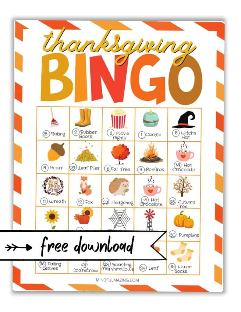 30 Free Printable Thanksgiving Bingo Cards For Kids inside Printable Downloads Free Thanksgiving Bingo Cards With Pictures