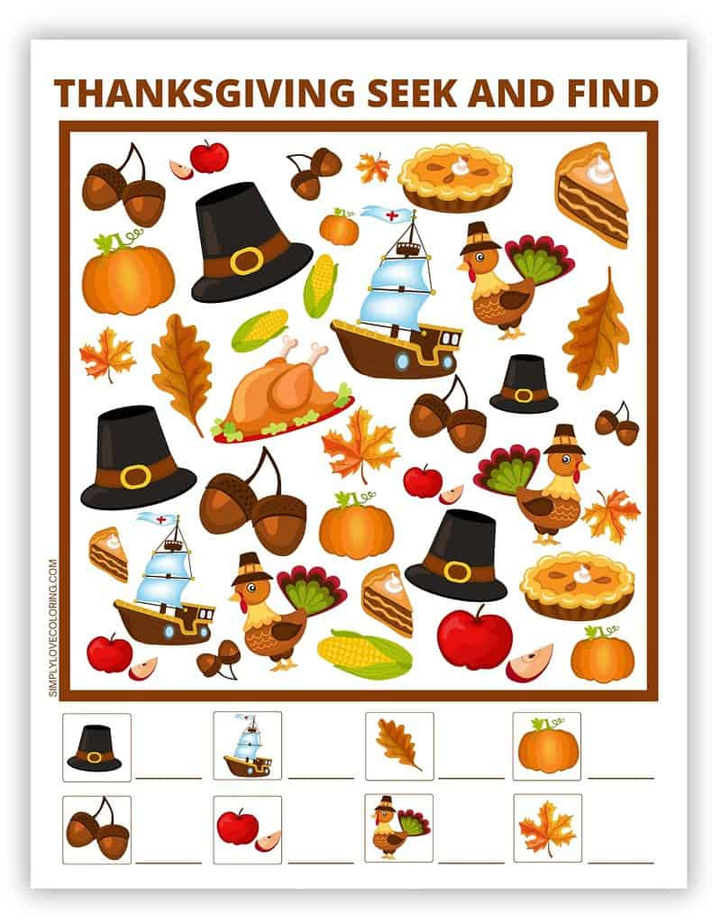 44 Thanksgiving Printables (Free Pdf Activities For Kids) – Simply within Seek and Find Thanksgiving Printable